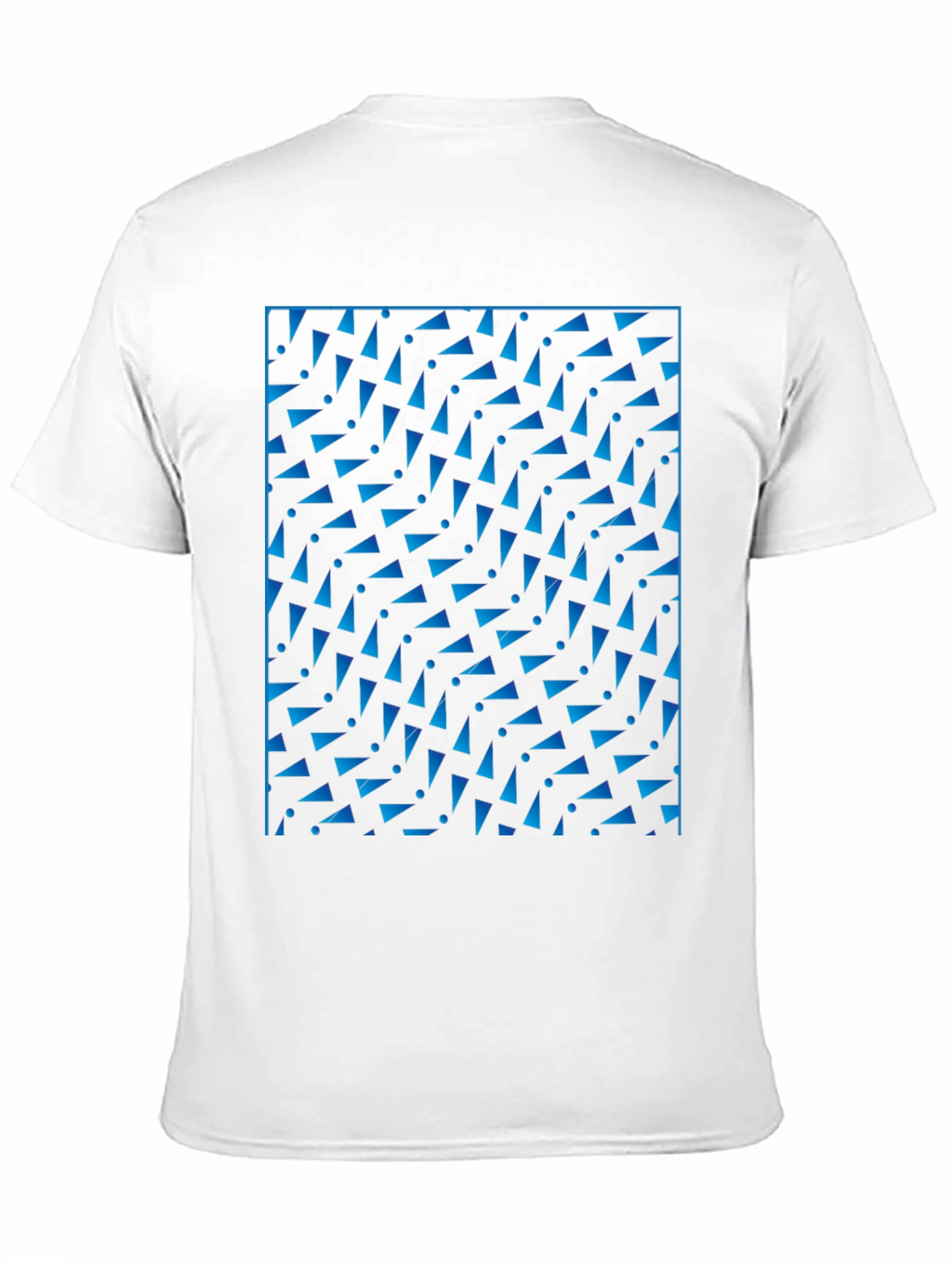 Geometric Blue Pattern Black T-Shirt