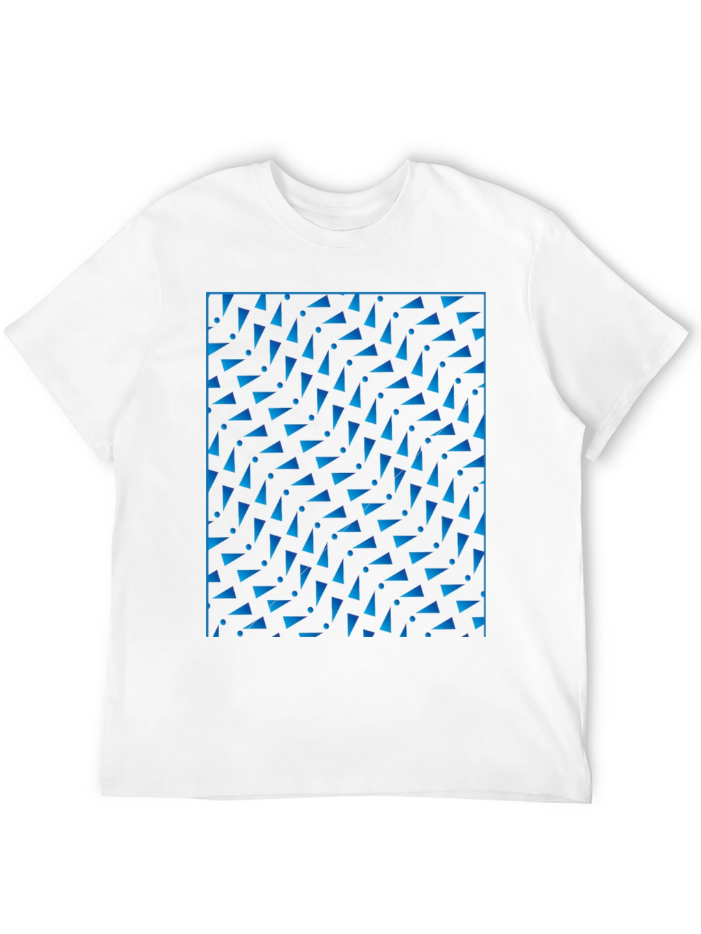 Geometric Blue Pattern Black T-Shirt