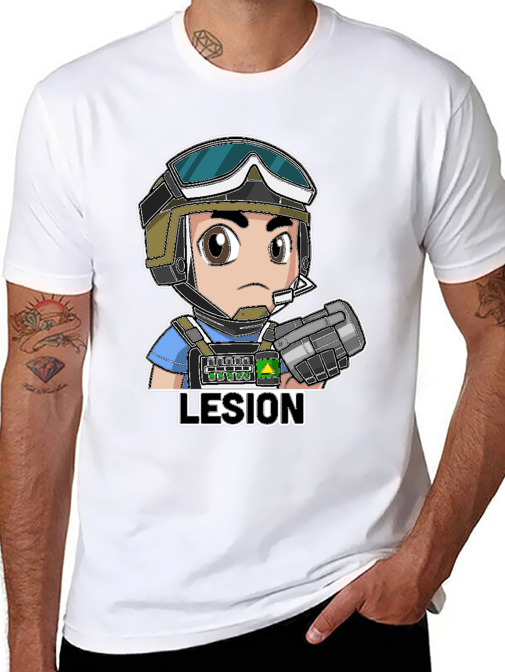 Lesion Cartoon Graphic Black T-Shirt