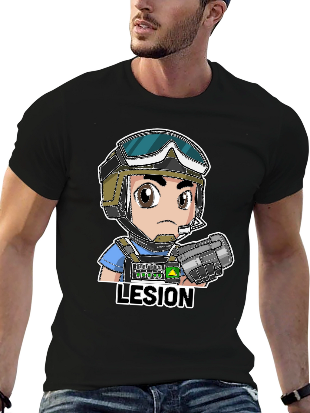 Lesion Cartoon Graphic Black T-Shirt