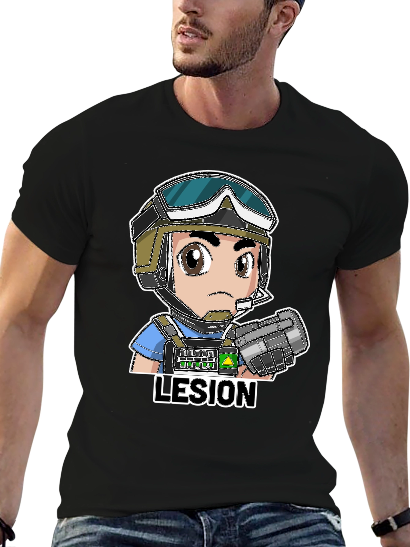 Lesion Cartoon Graphic Black T-Shirt