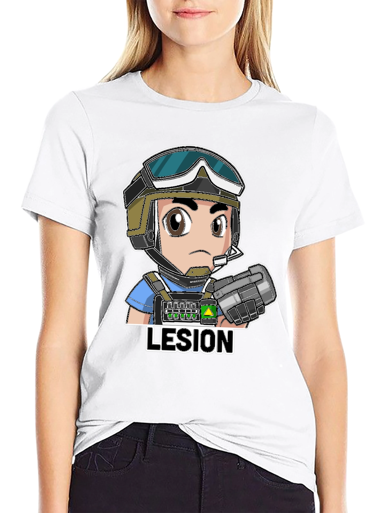 Lesion Cartoon Graphic Black T-Shirt