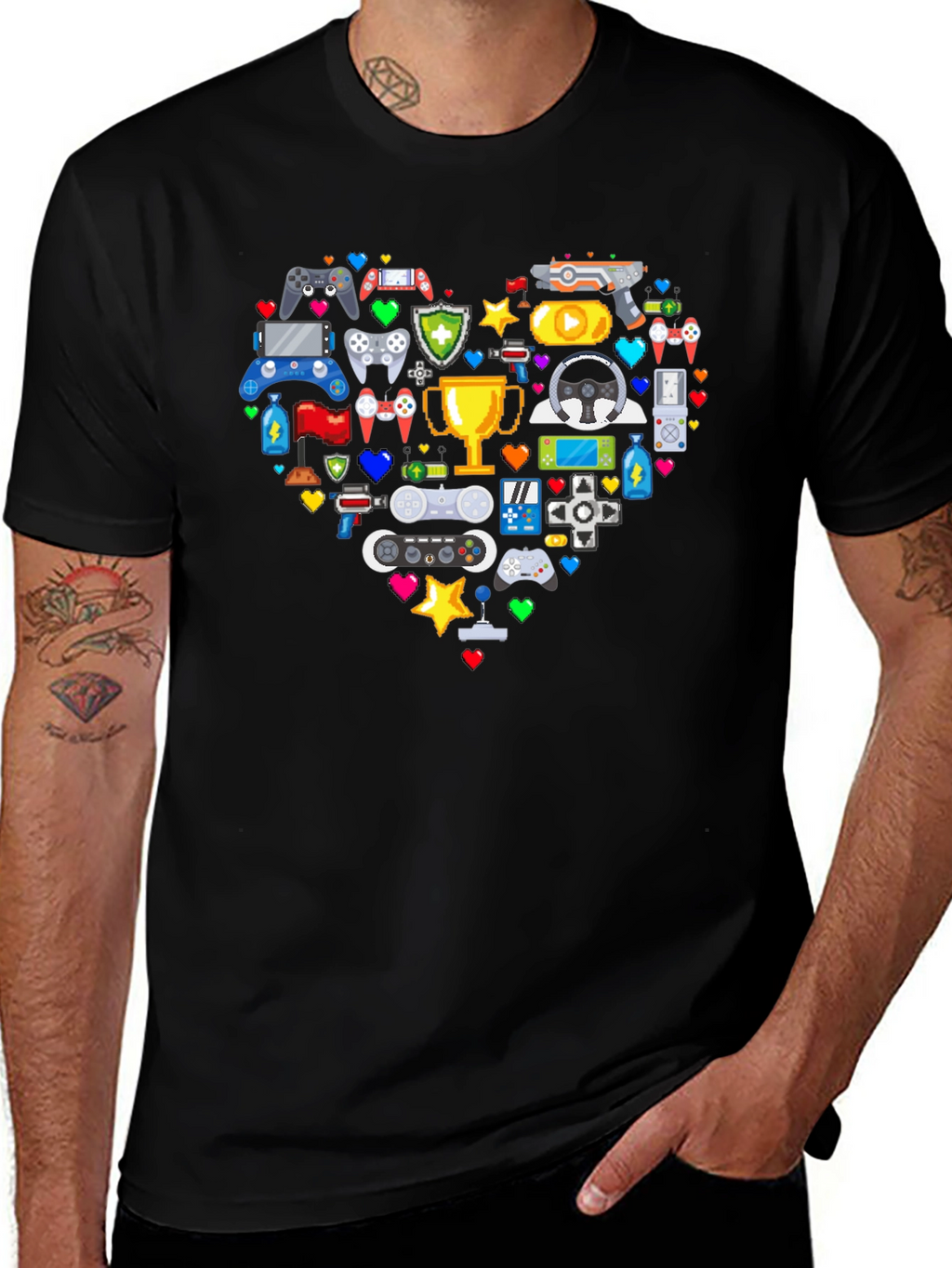 Gamer Heart Graphic T-Shirt - Love Gaming!