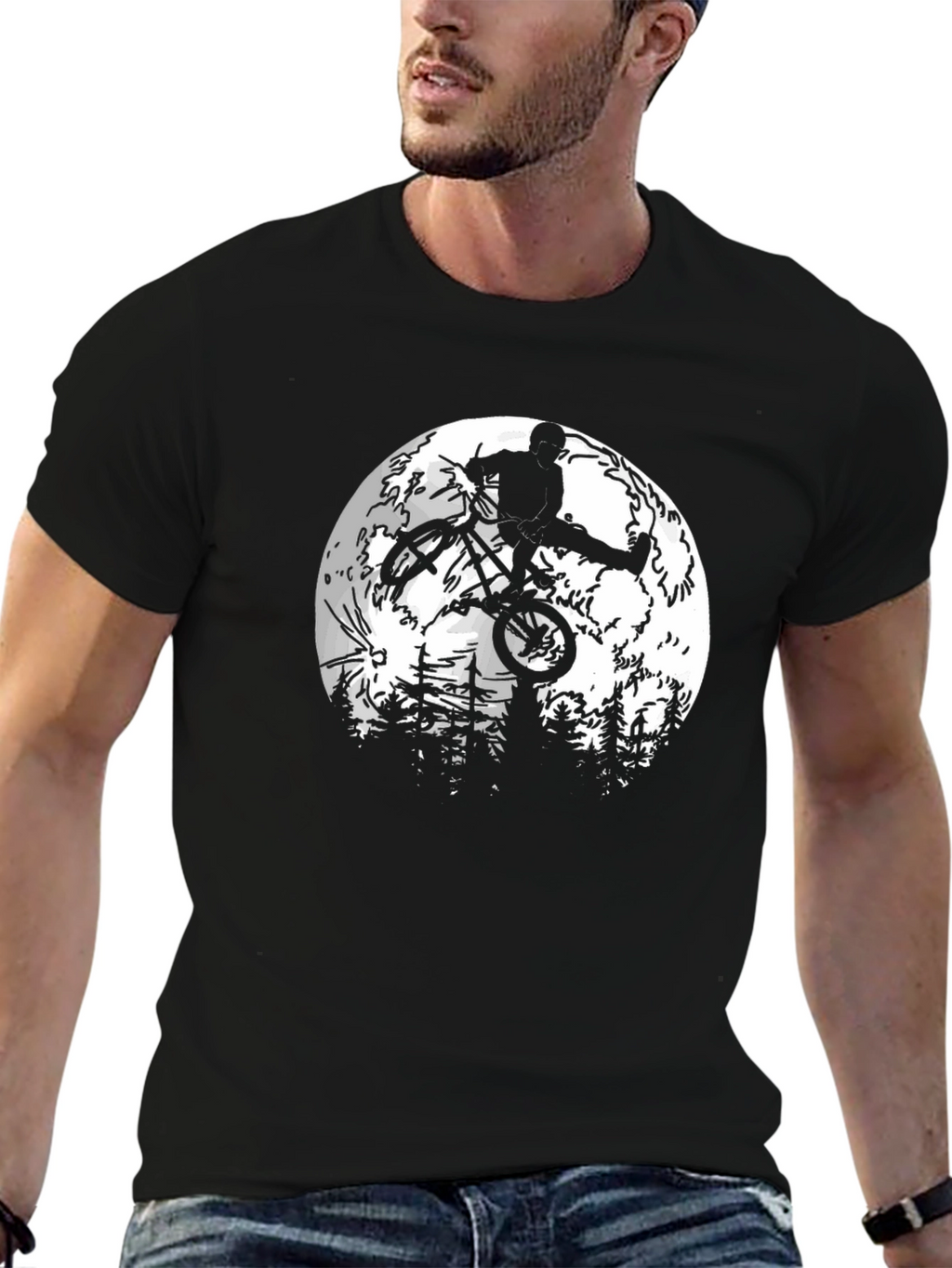 BMX Rider Moon Graphic T-Shirt