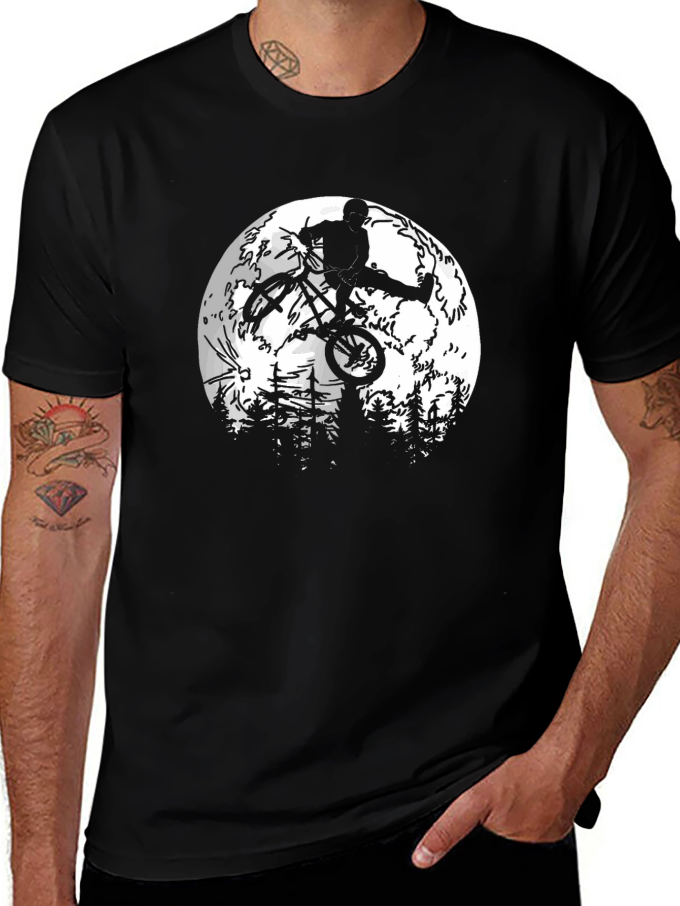 BMX Rider Moon Graphic T-Shirt