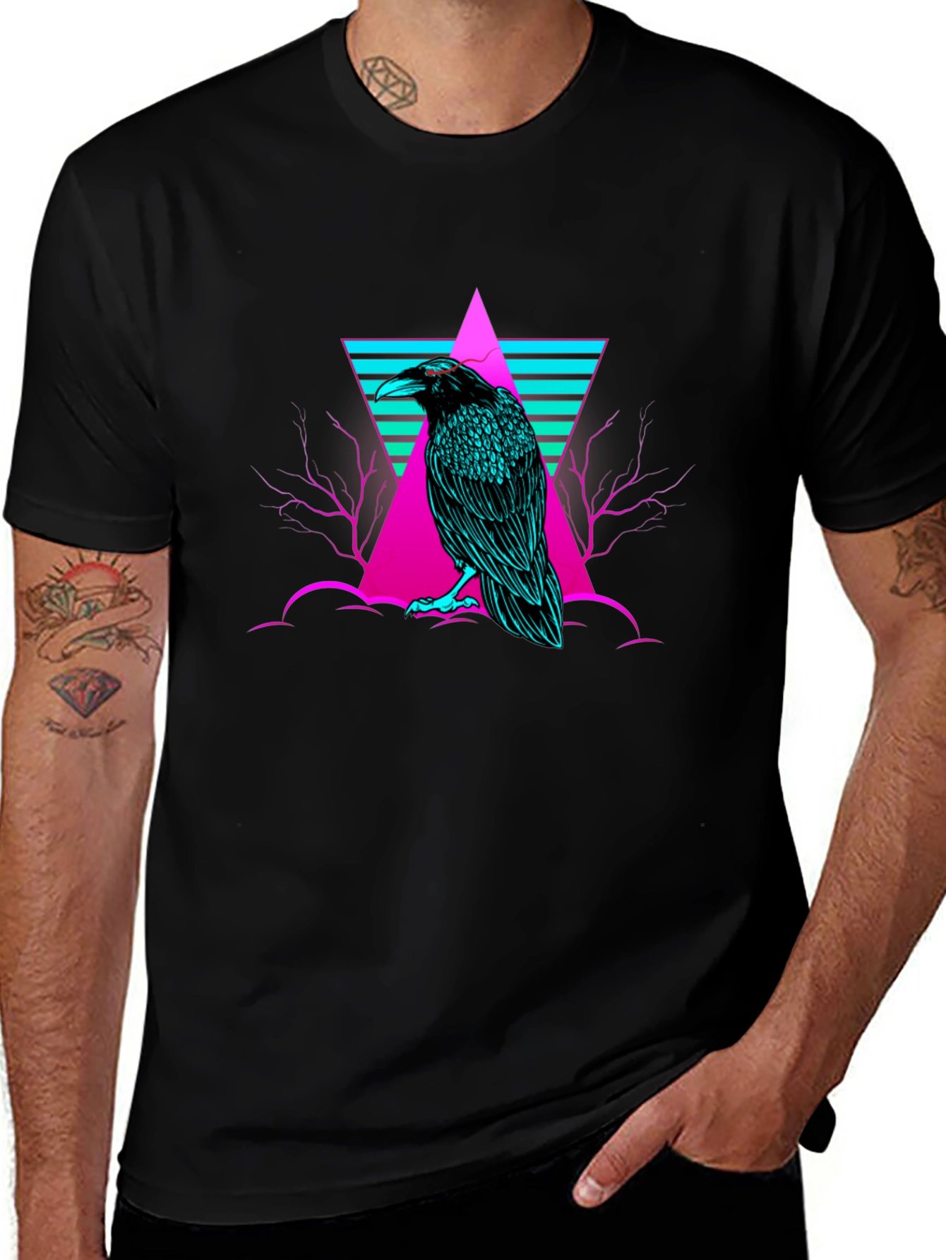 Raven T-Shirt: Cyberpunk Graphic Tee