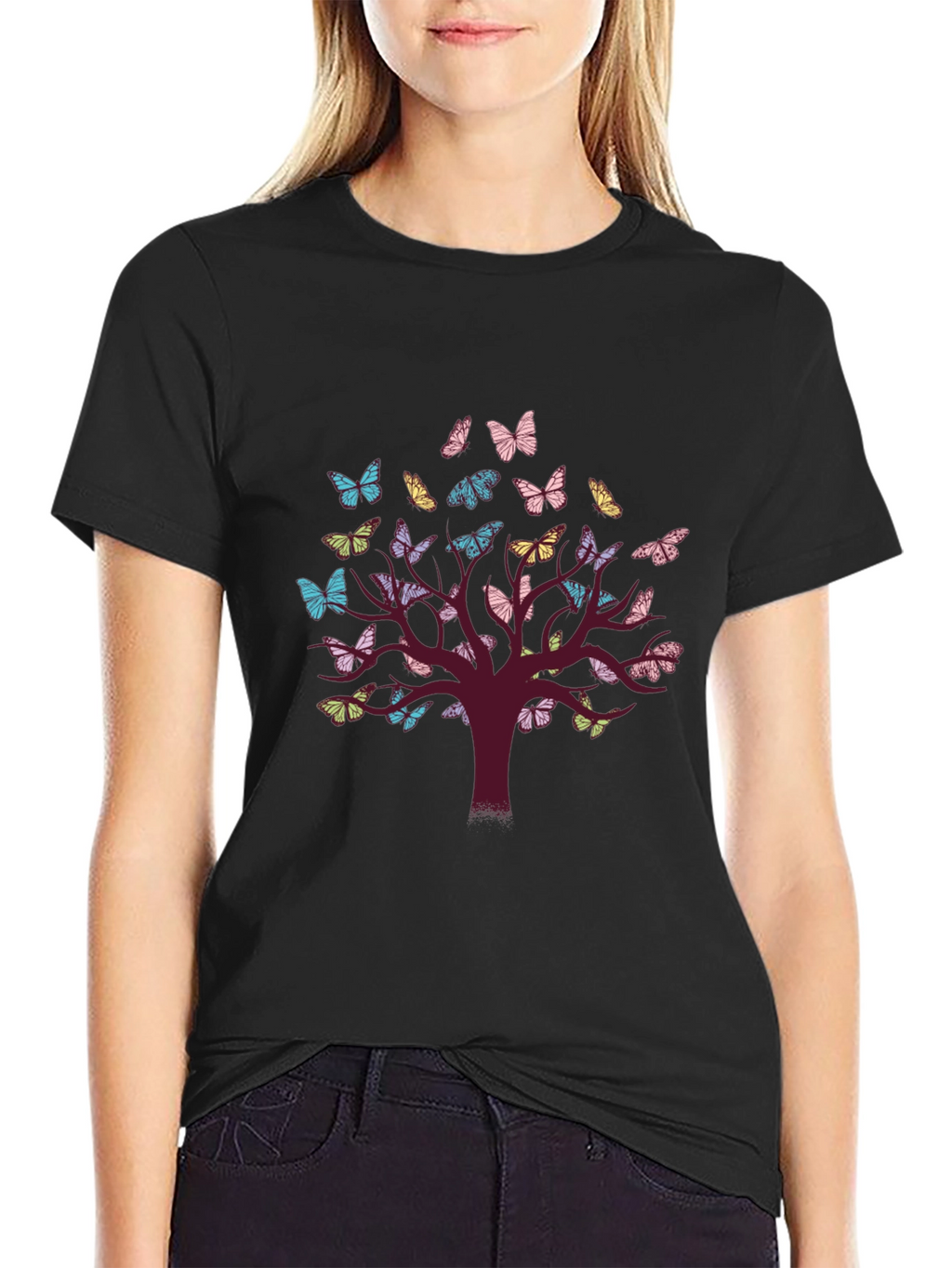 Butterfly Tree Graphic Tee - Nature Inspired Comfort