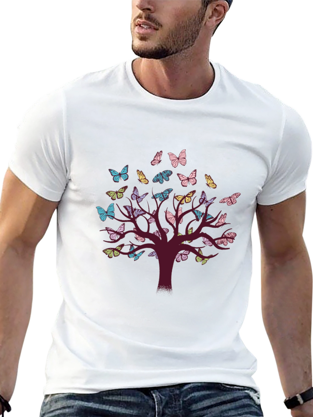 Butterfly Tree Graphic Tee - Nature Inspired Comfort