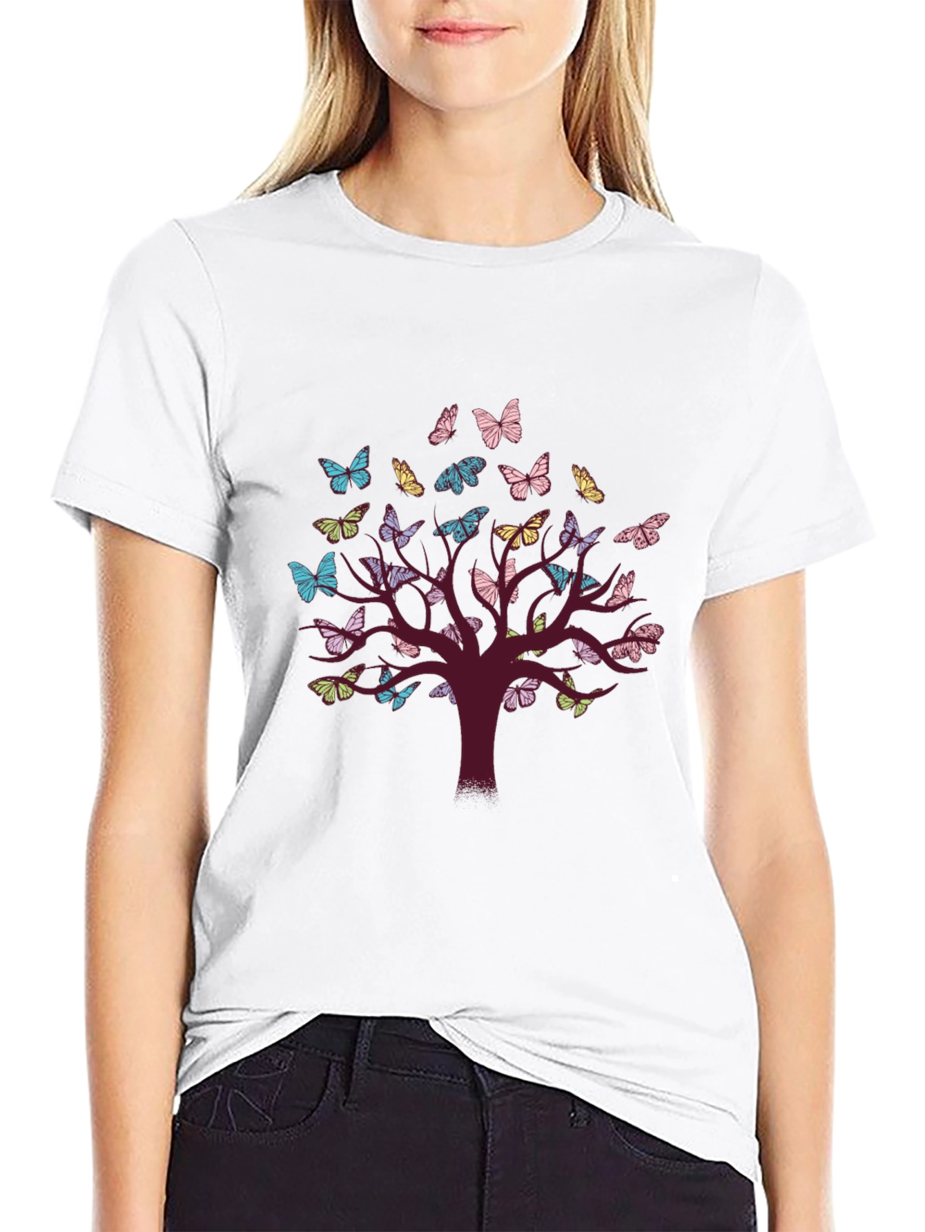 Butterfly Tree Graphic Tee - Nature Inspired Comfort