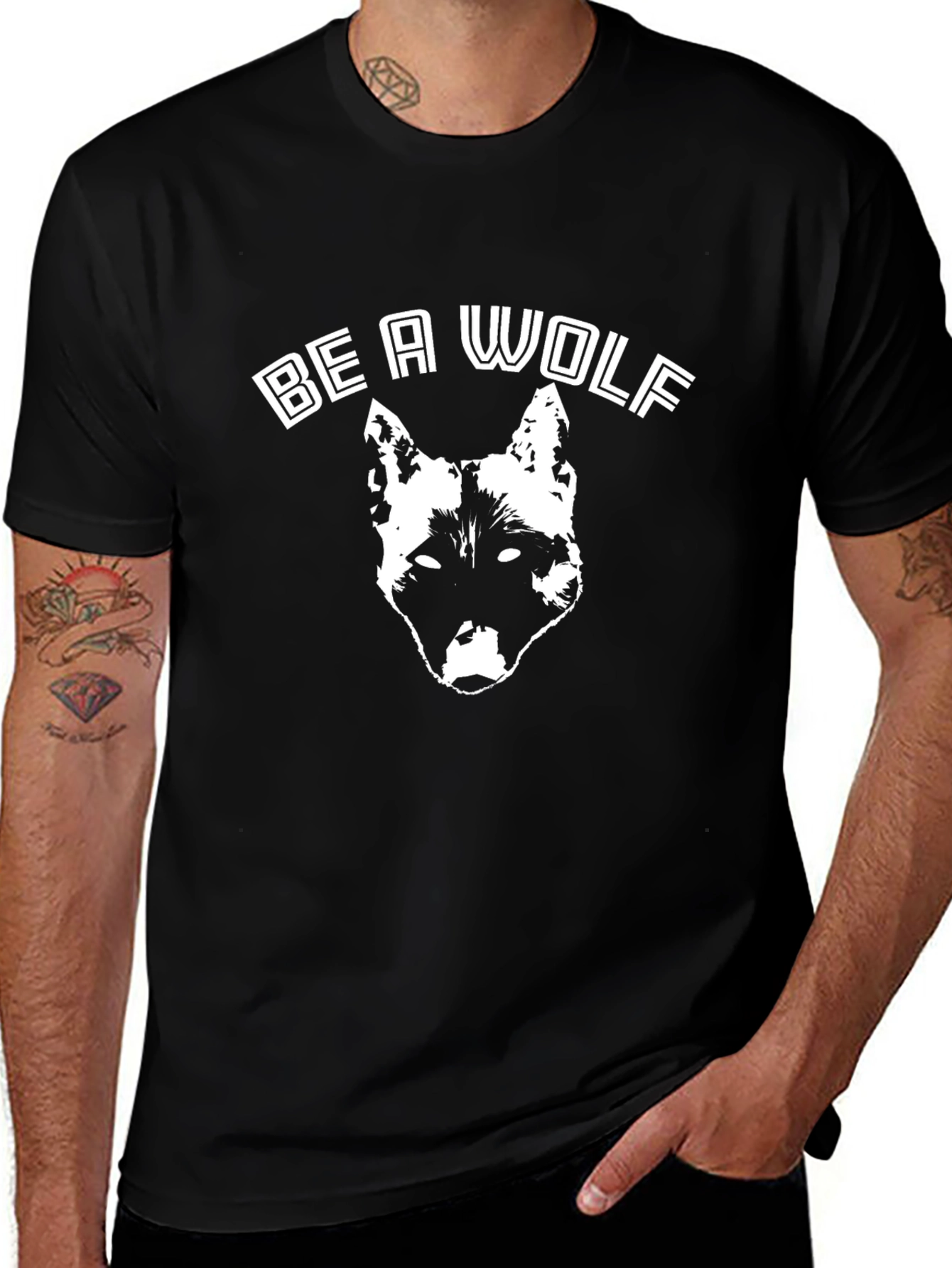 Be A Wolf Graphic Print Black T-Shirt