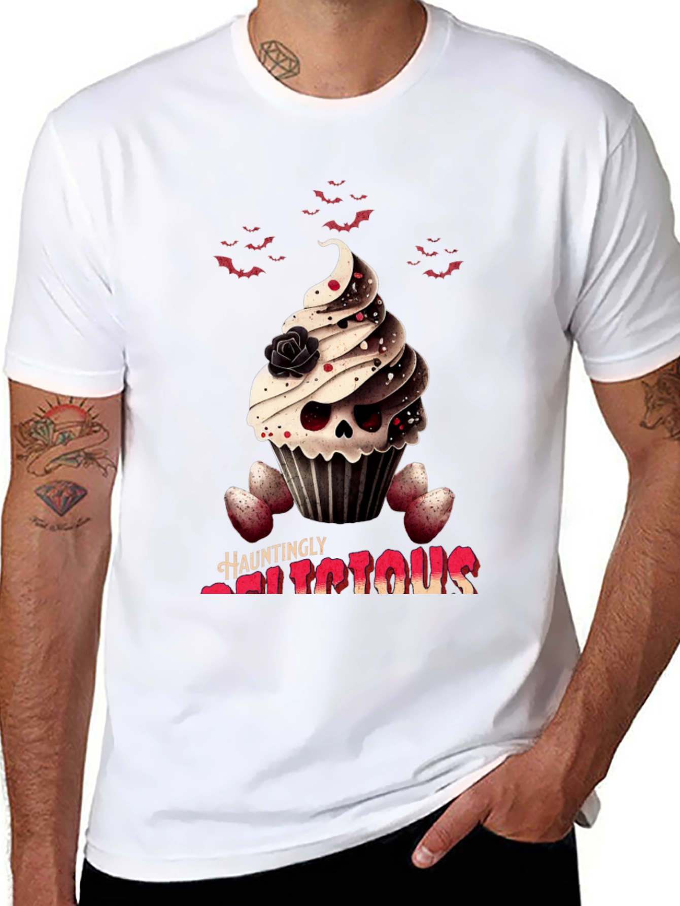 Hauntingly Delicious Cupcake Skull T-Shirt