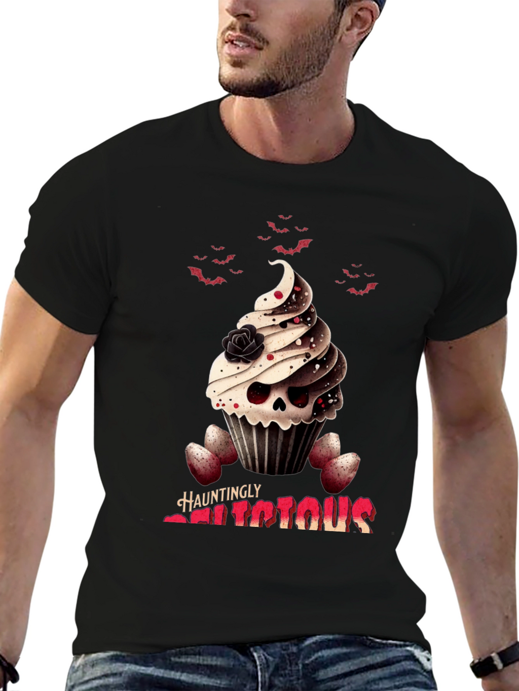 Hauntingly Delicious Cupcake Skull T-Shirt