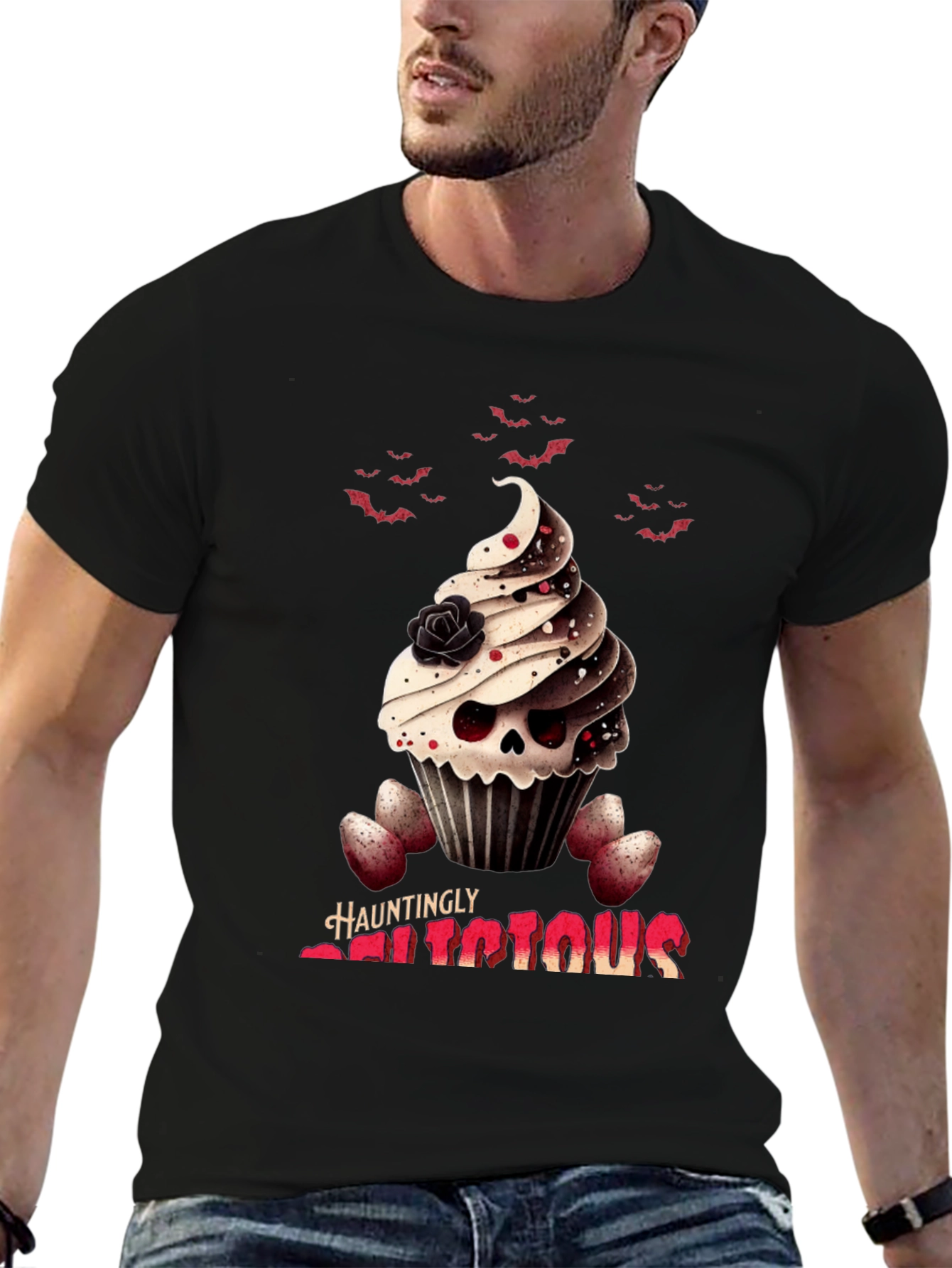 Hauntingly Delicious Cupcake Skull T-Shirt