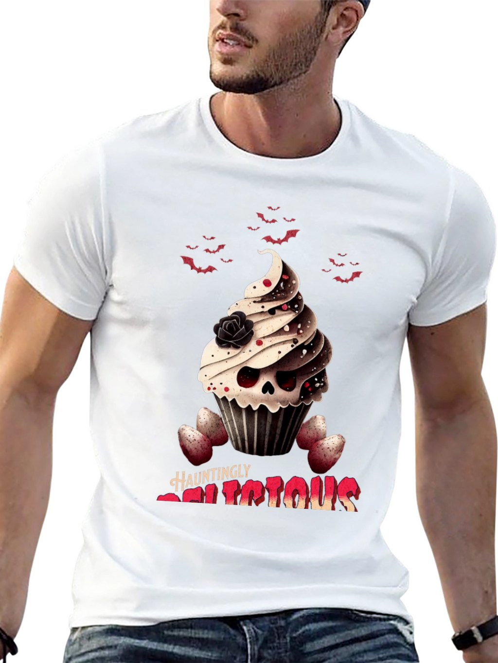 Hauntingly Delicious Cupcake Skull T-Shirt