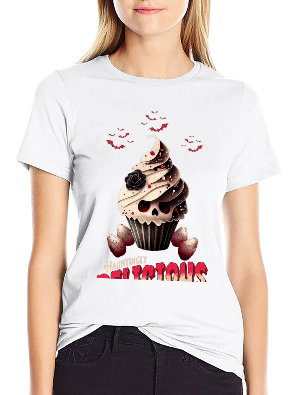 Hauntingly Delicious Cupcake Skull T-Shirt