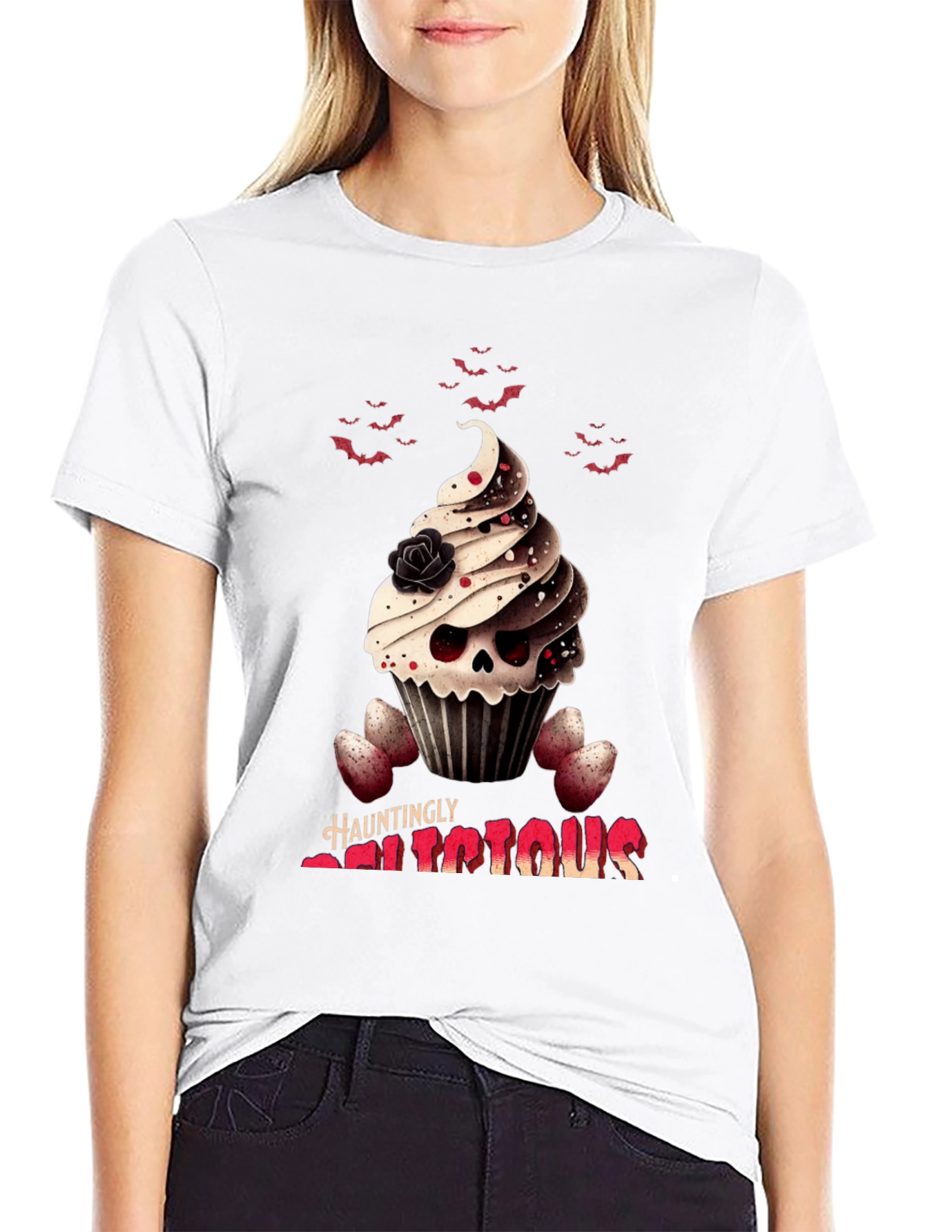 Hauntingly Delicious Cupcake Skull T-Shirt