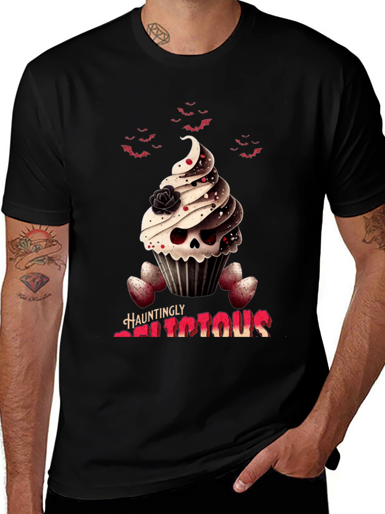 Hauntingly Delicious Cupcake Skull T-Shirt