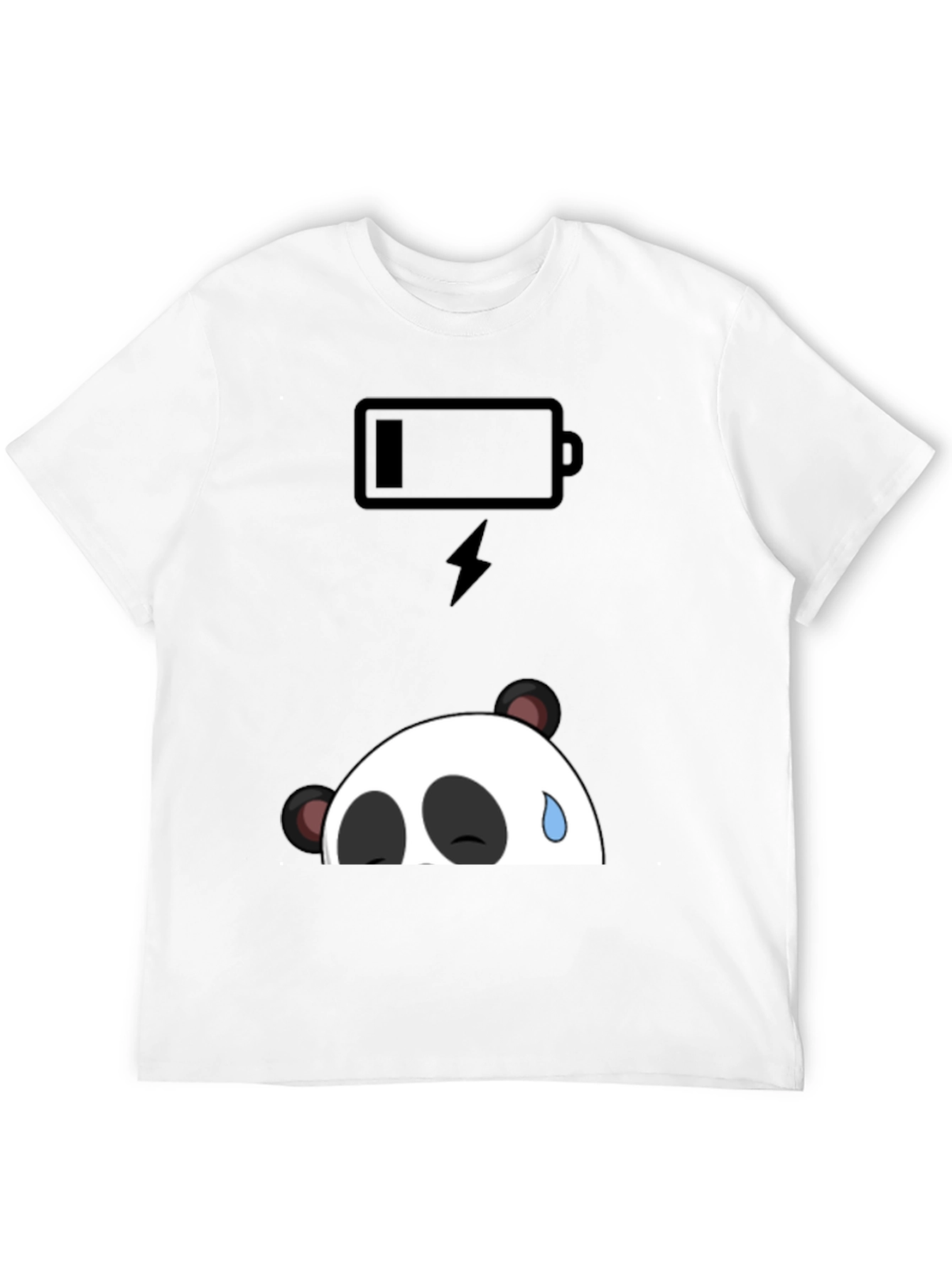 Low Battery Panda Graphic T-Shirt