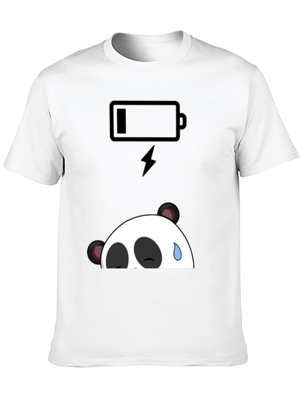 Low Battery Panda Graphic T-Shirt