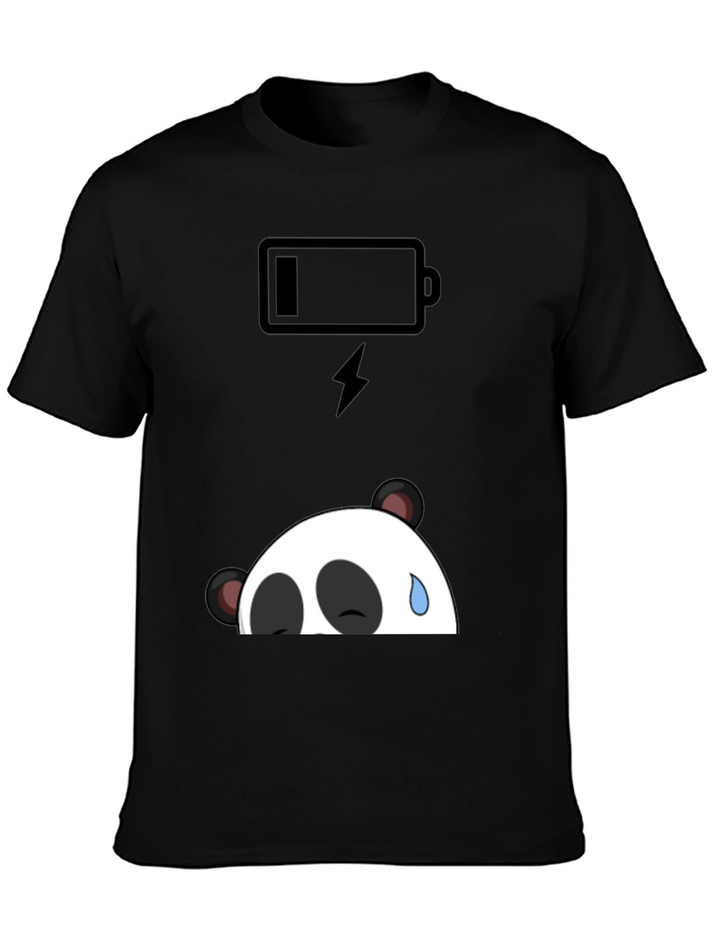 Low Battery Panda Graphic T-Shirt