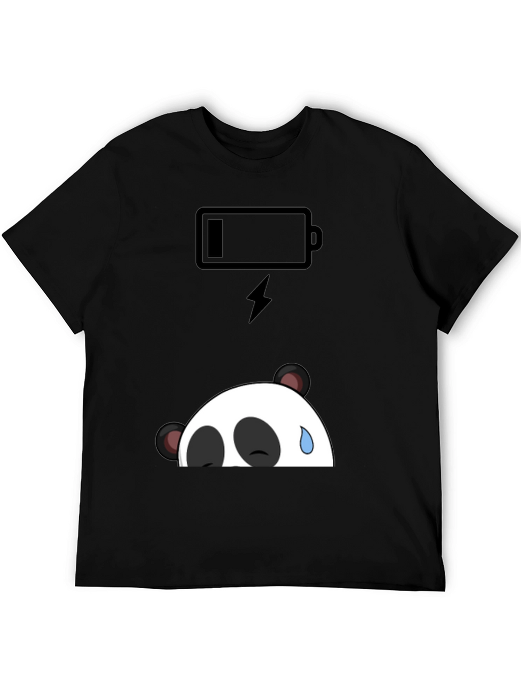 Low Battery Panda Graphic T-Shirt