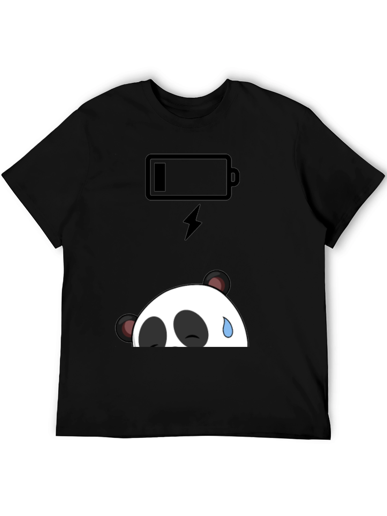 Low Battery Panda Graphic T-Shirt