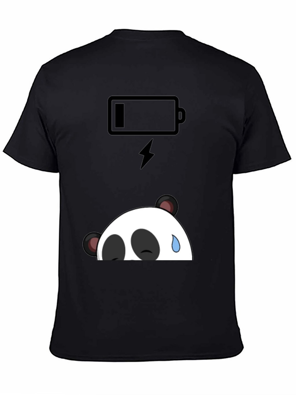 Low Battery Panda Graphic T-Shirt