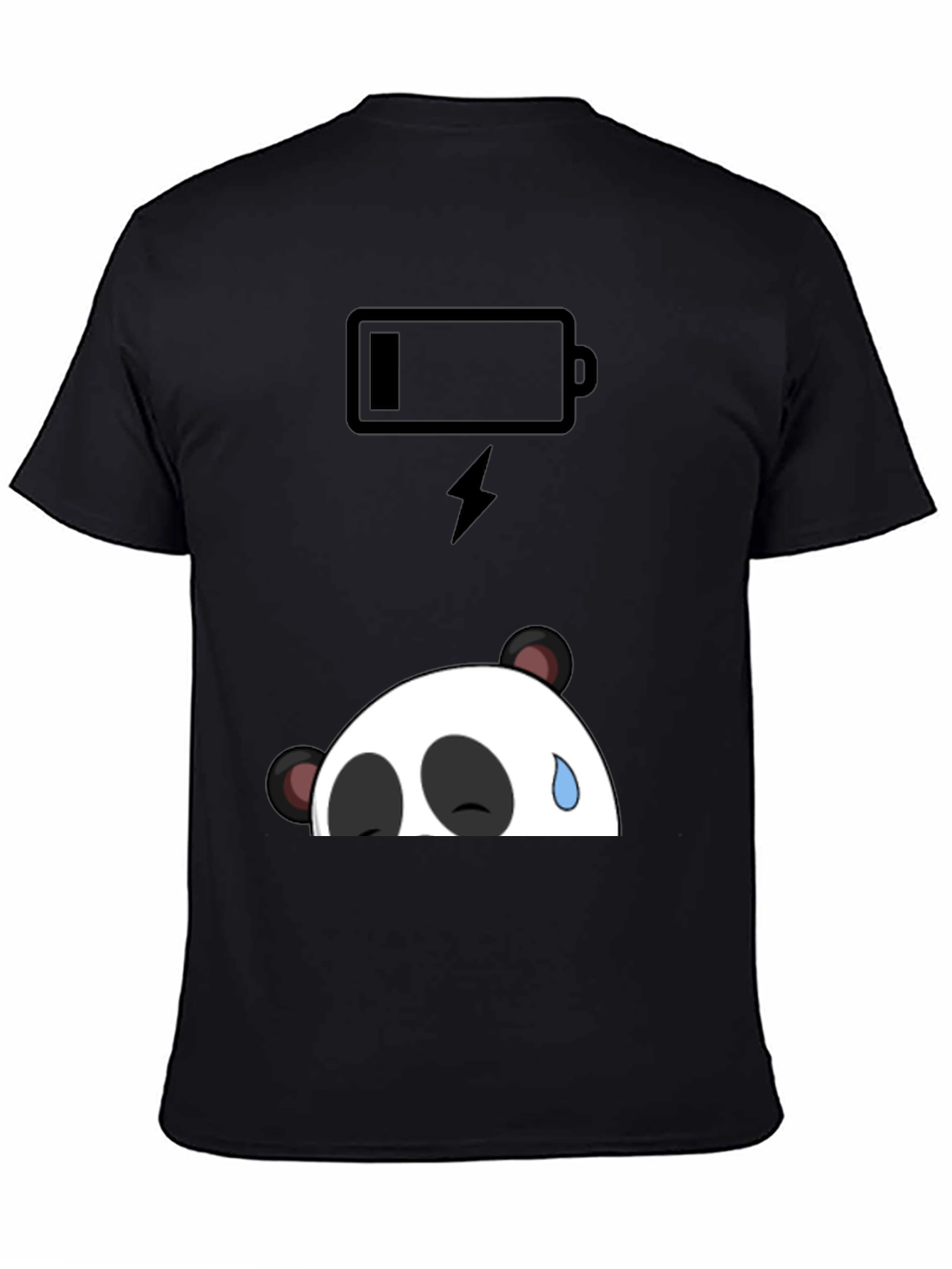 Low Battery Panda Graphic T-Shirt
