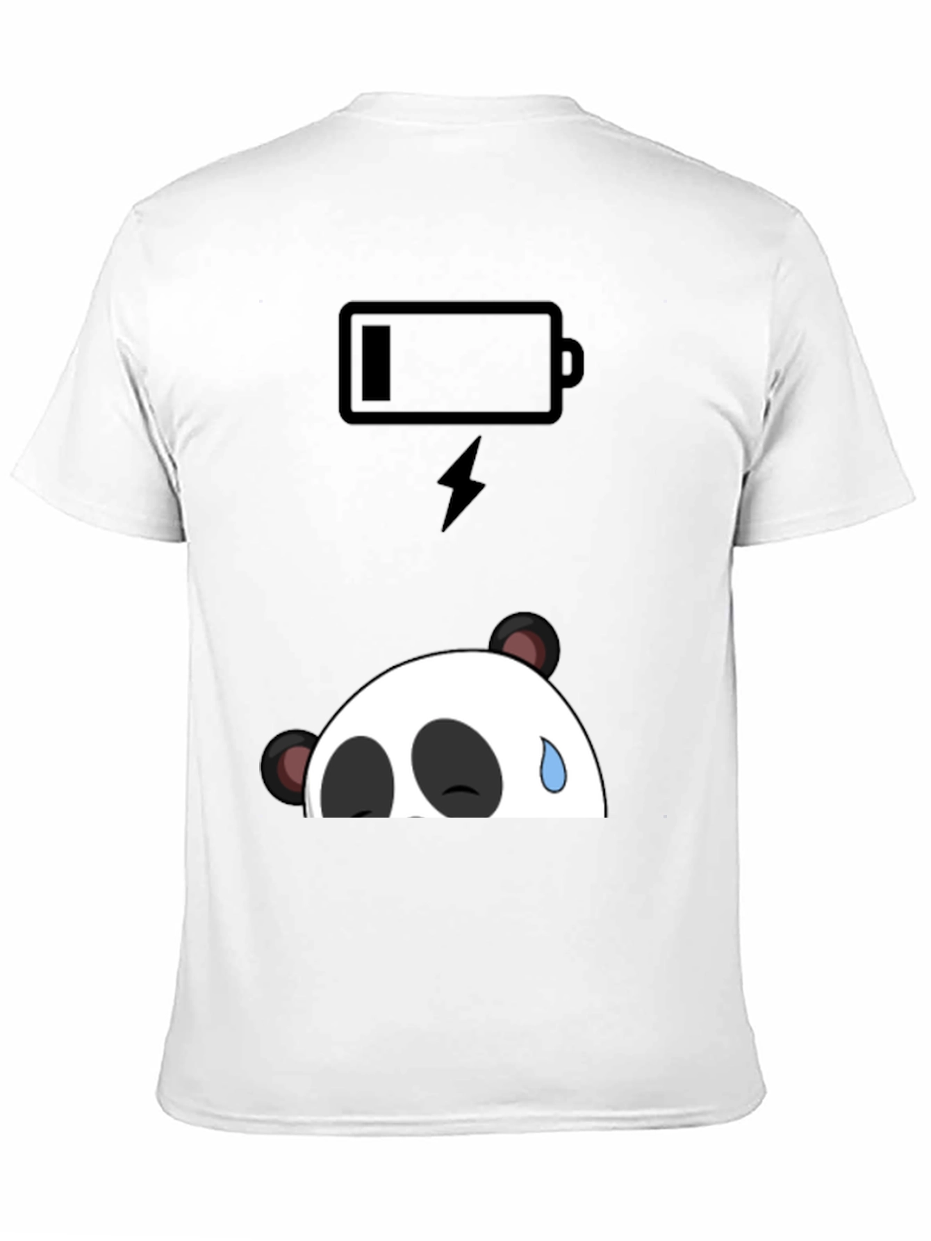 Low Battery Panda Graphic T-Shirt