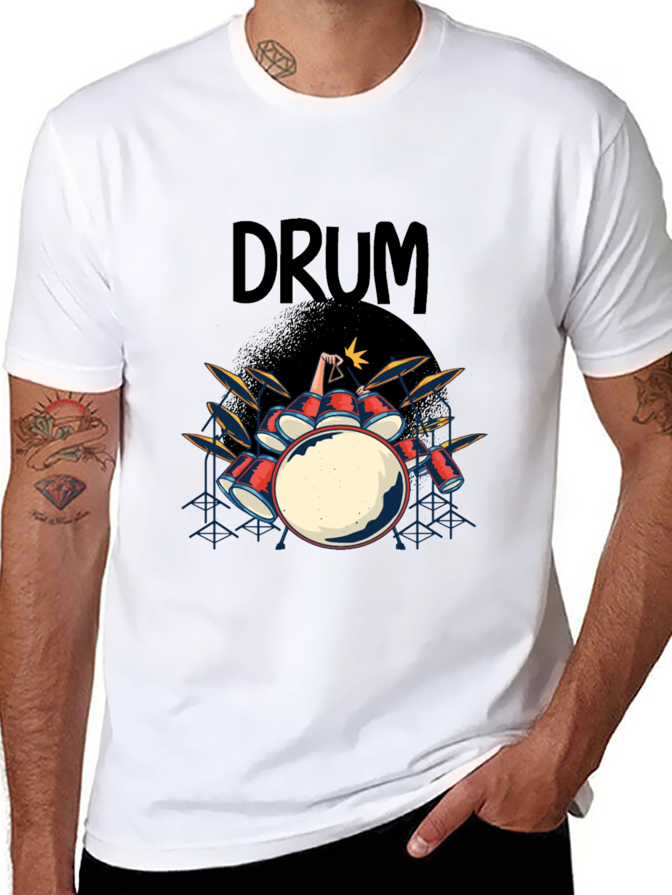 Drum Kit Graphic T-Shirt - Rock and Roll Tee