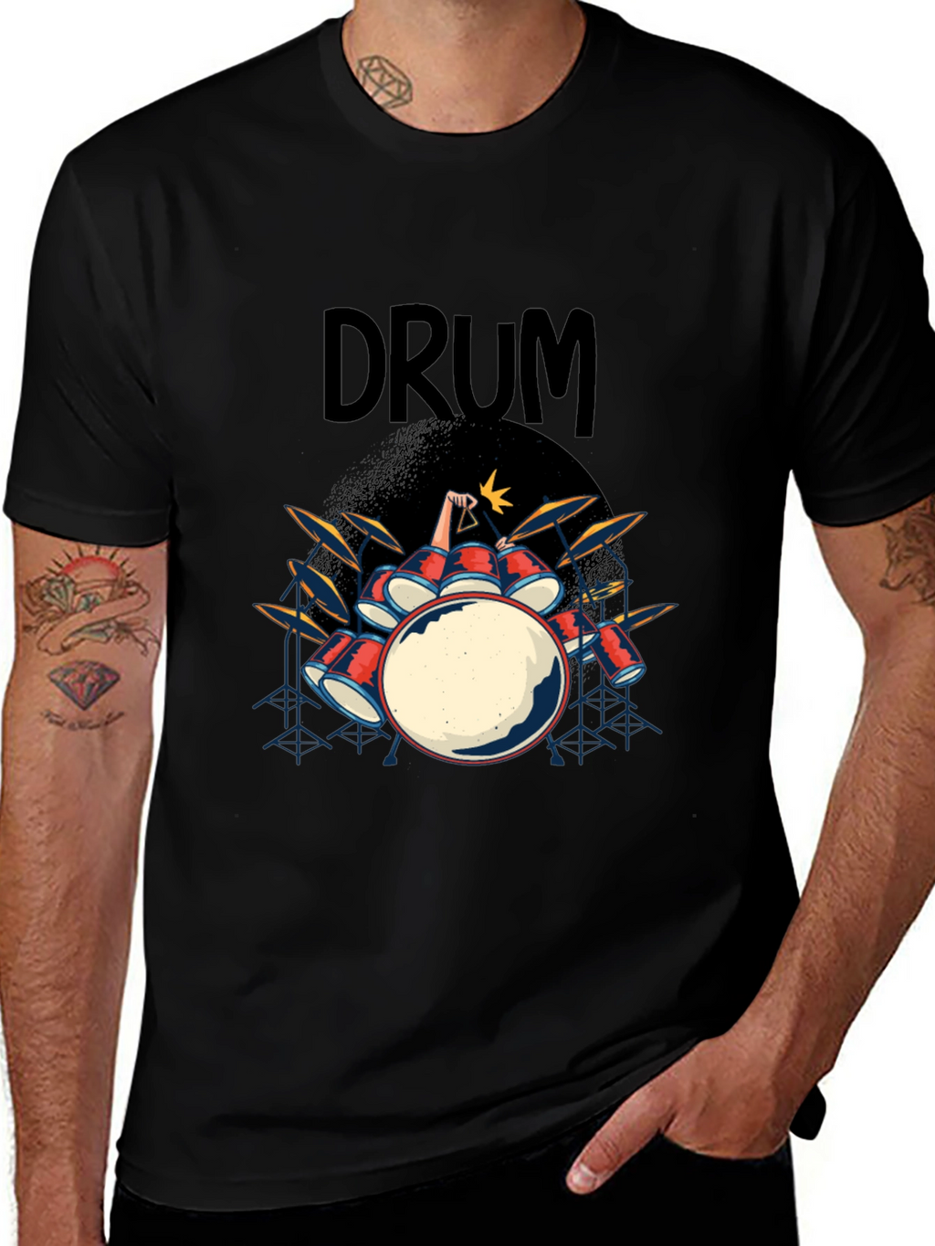 Drum Kit Graphic T-Shirt - Rock and Roll Tee