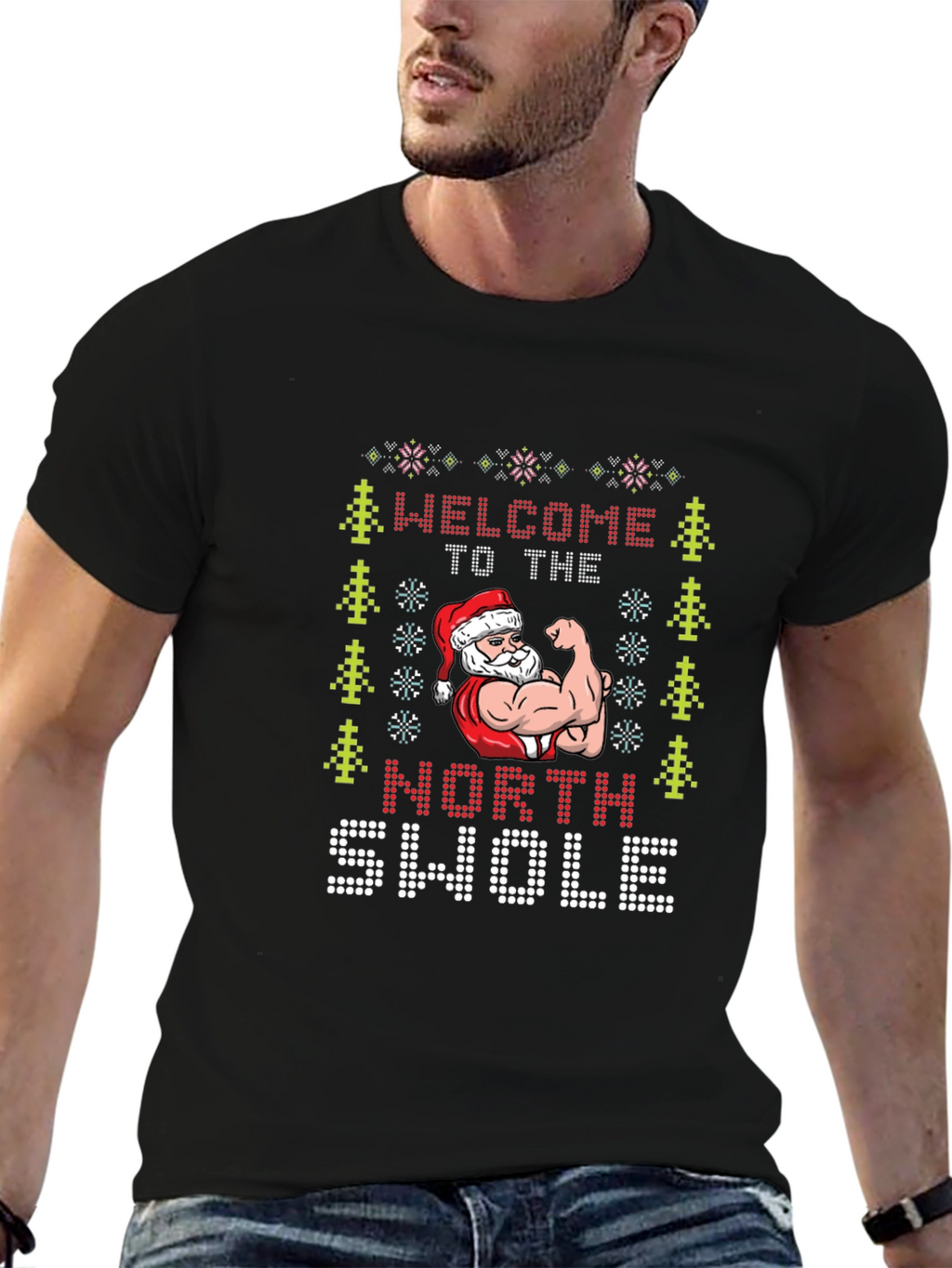 North Swole Santa Ugly Christmas T-Shirt