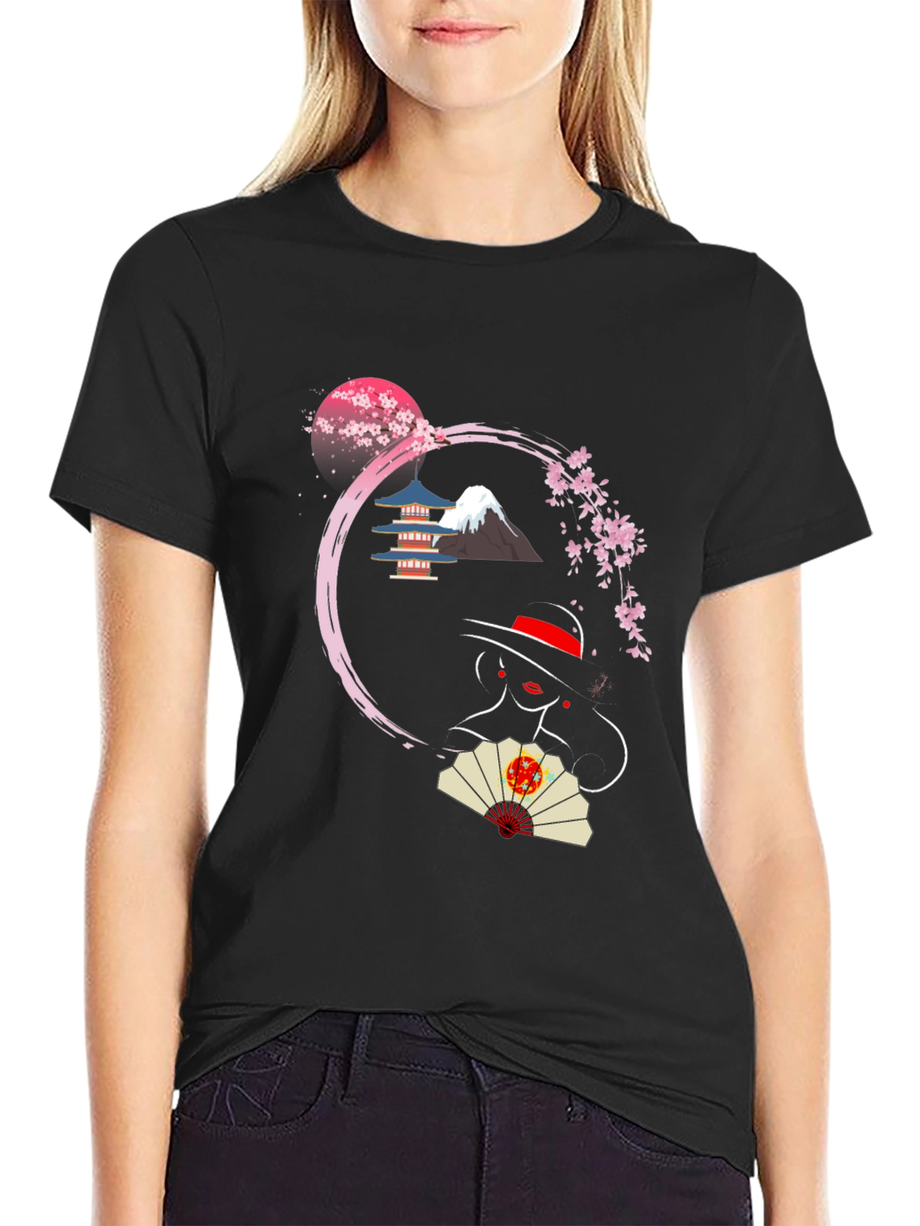 Japanese Sakura T-Shirt - Mount Fuji Design