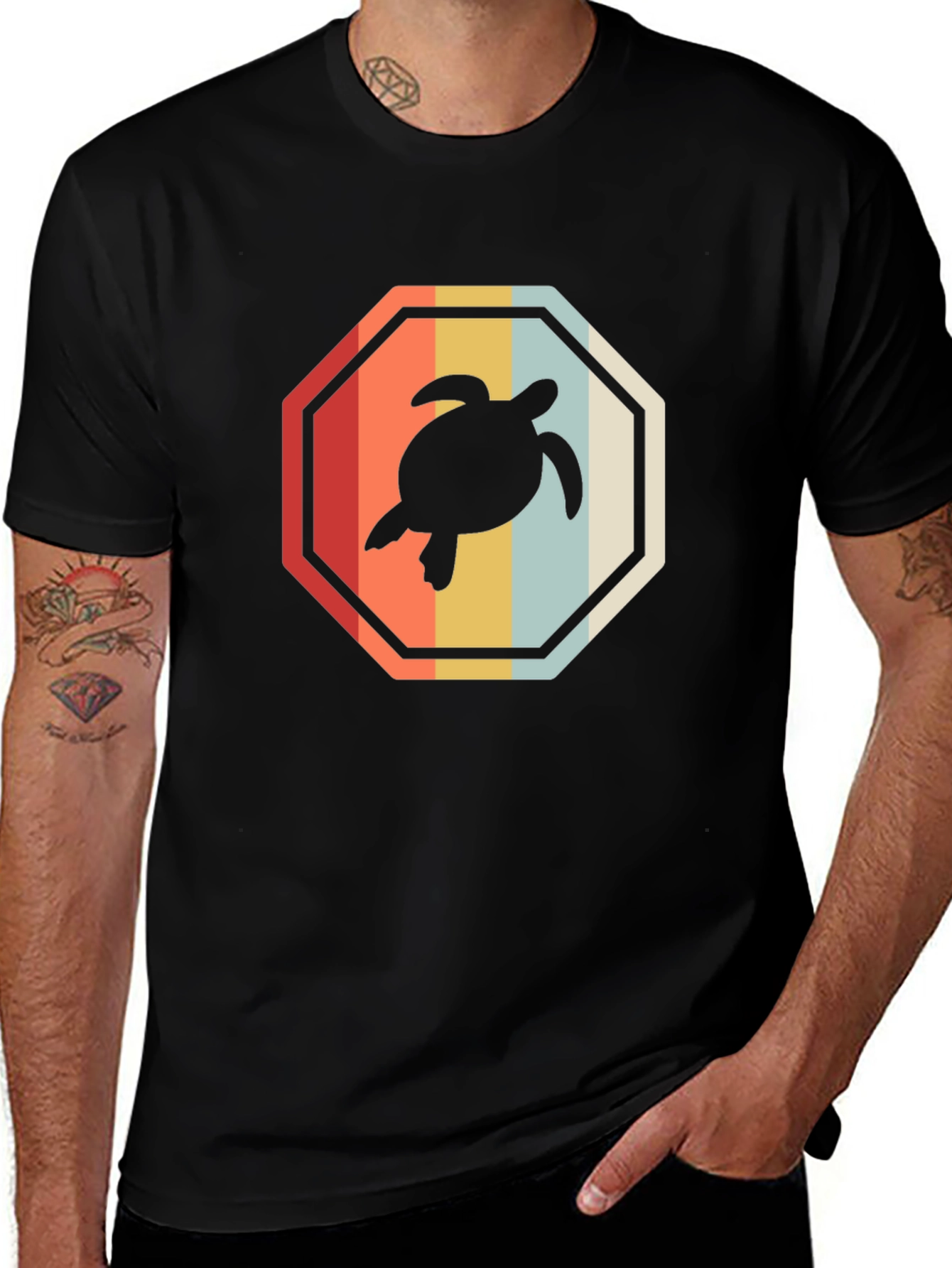 Retro Turtle T-Shirt - Vintage Style Black Tee