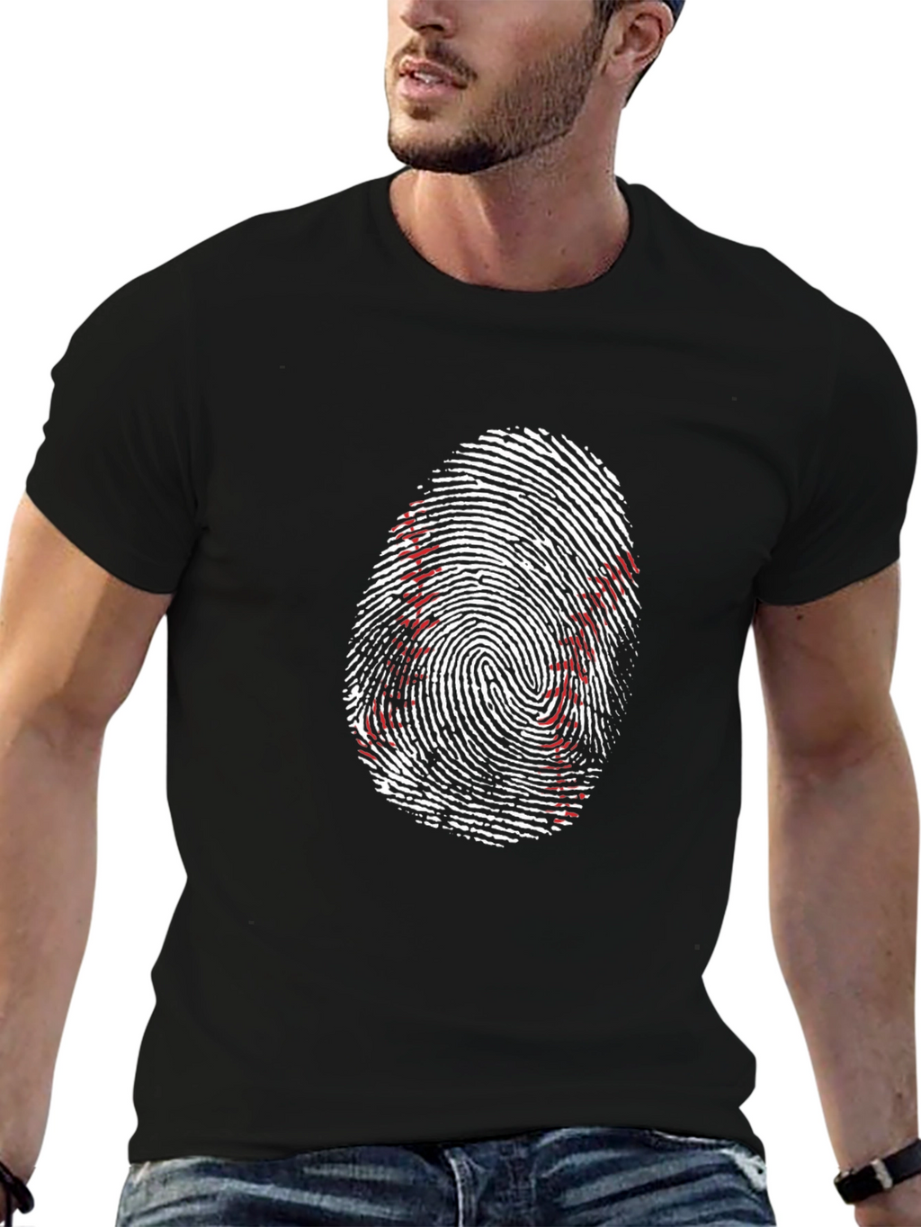 Baseball Fingerprint Graphic Tee - Unique Sportswear