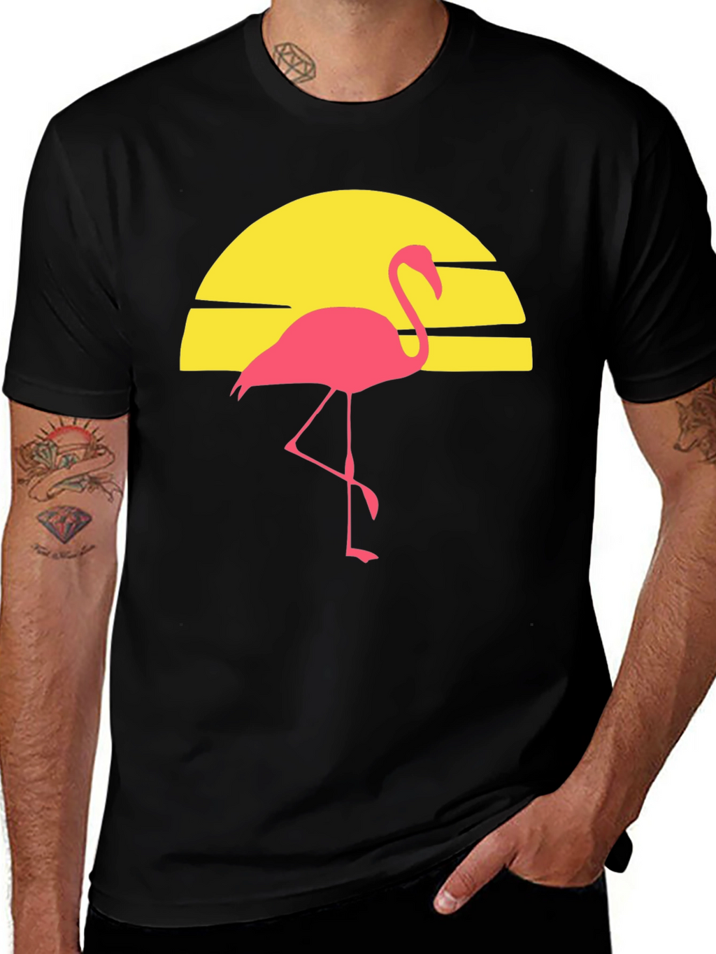 Retro Flamingo Sunset Graphic Tee