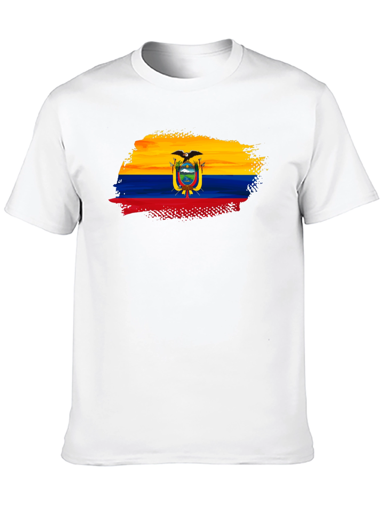 Ecuador Flag Brushstroke Mens Black T-Shirt