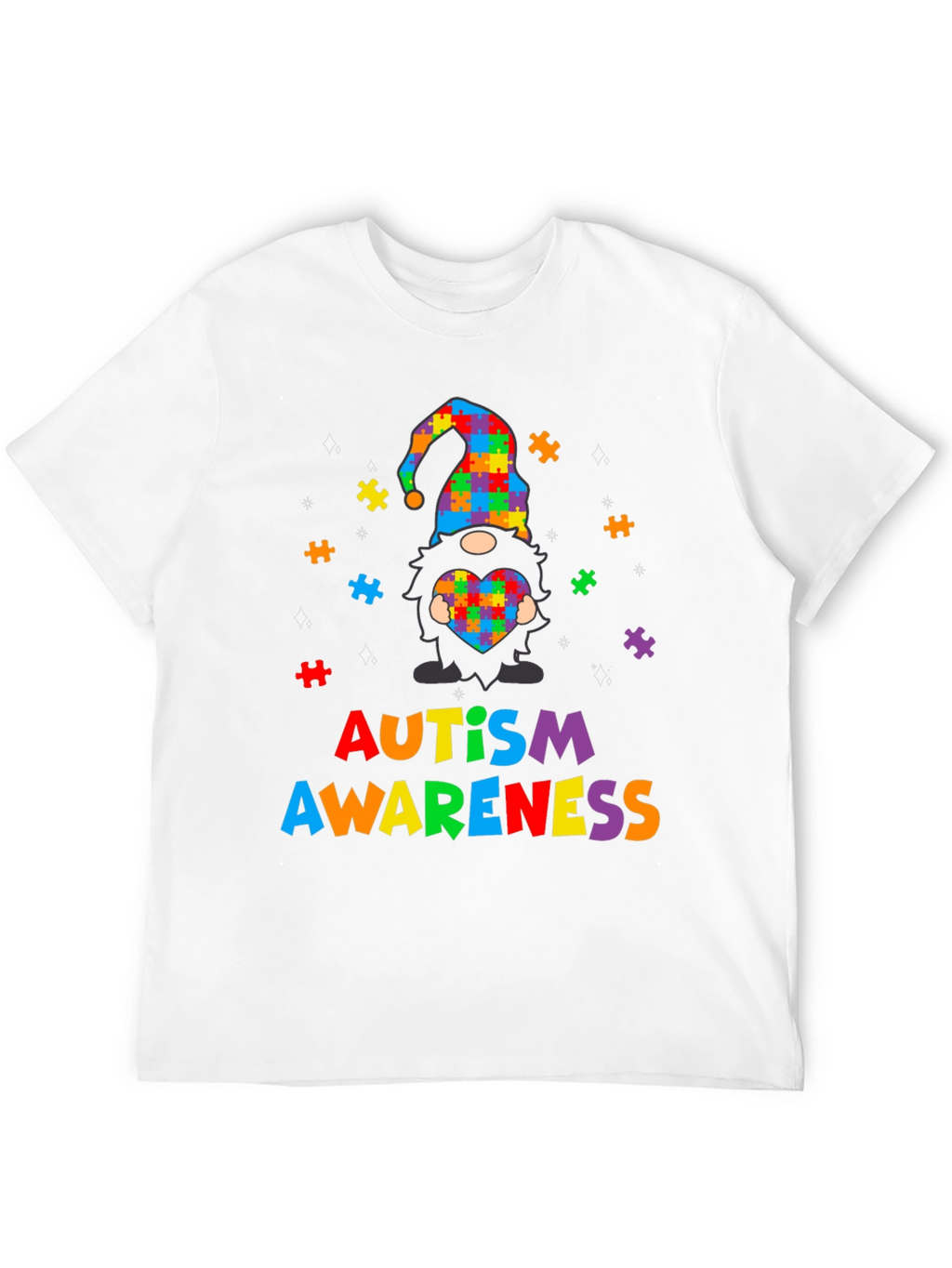 Autism Awareness Puzzle Piece Gnome T-Shirt