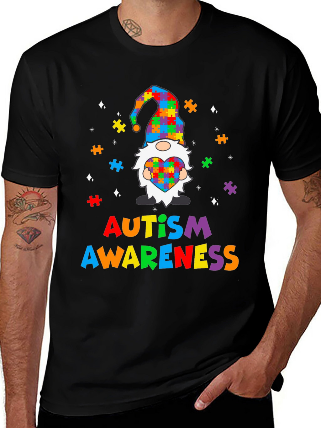 Autism Awareness Puzzle Piece Gnome T-Shirt