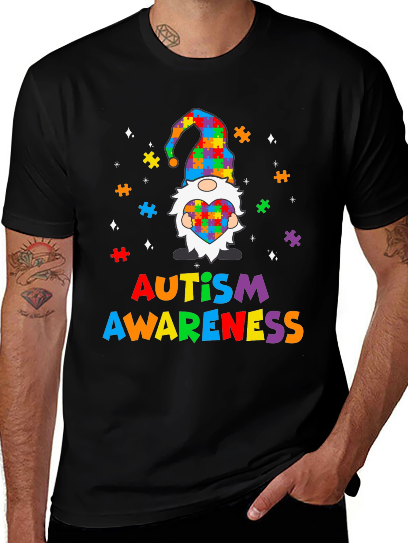 Autism Awareness Puzzle Piece Gnome T-Shirt