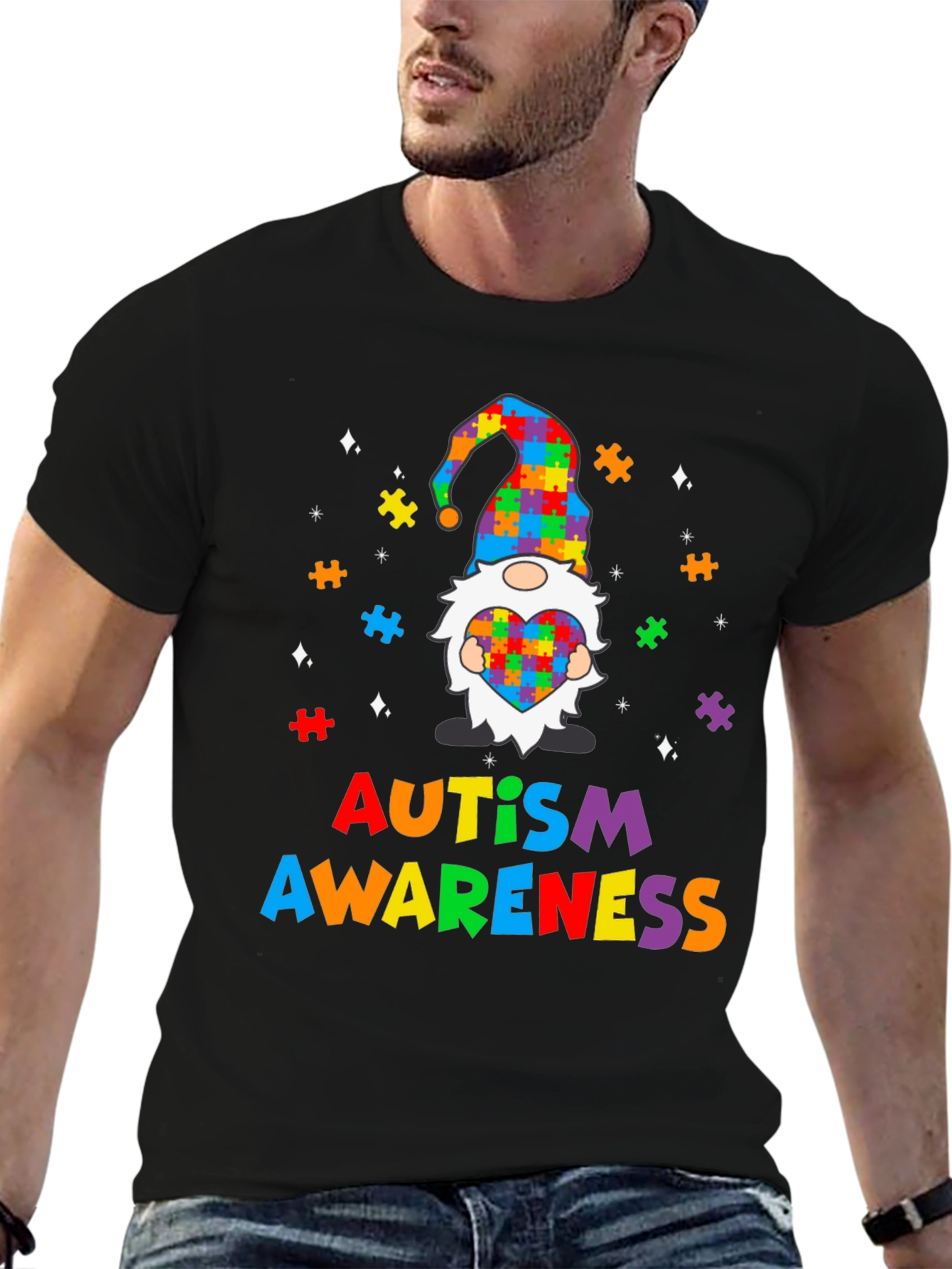 Autism Awareness Puzzle Piece Gnome T-Shirt