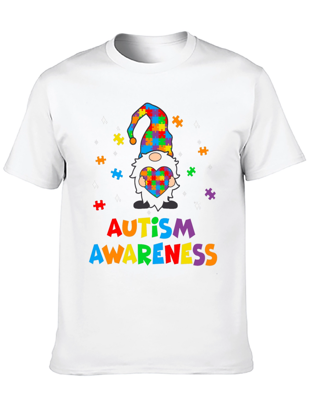 Autism Awareness Puzzle Piece Gnome T-Shirt