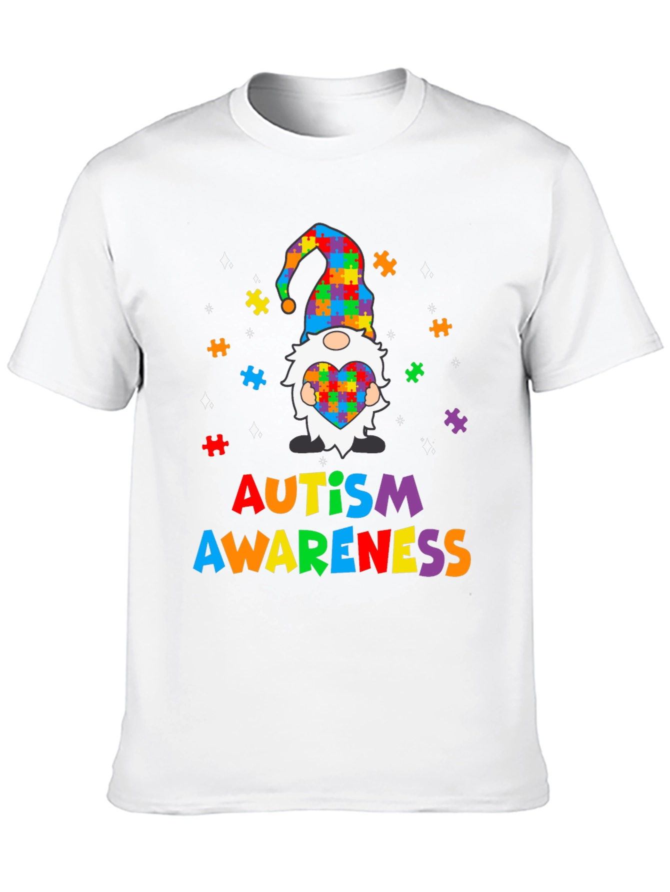Autism Awareness Puzzle Piece Gnome T-Shirt