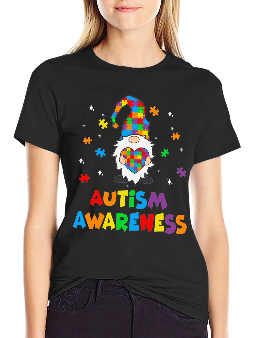 Autism Awareness Puzzle Piece Gnome T-Shirt