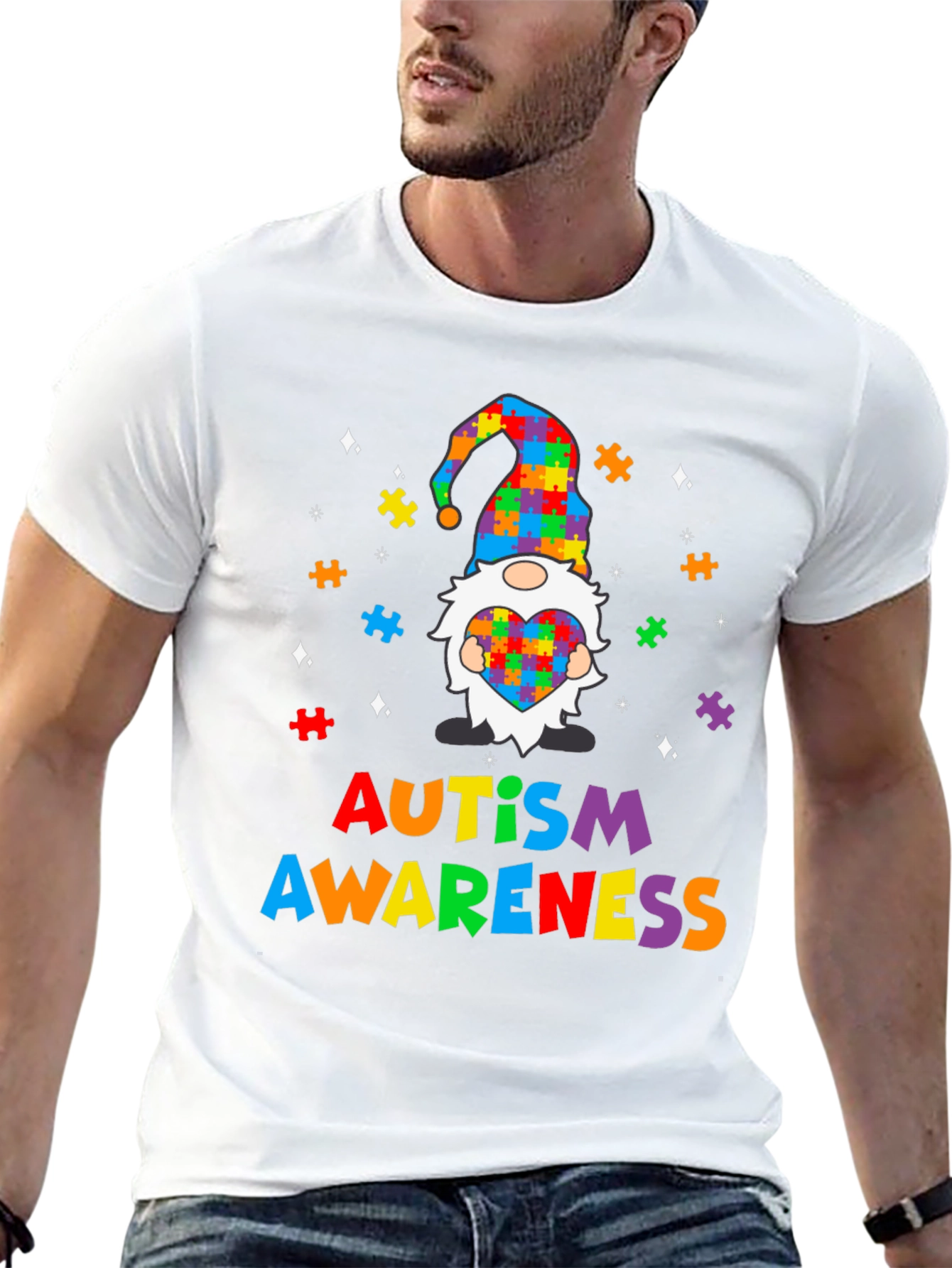 Autism Awareness Puzzle Piece Gnome T-Shirt