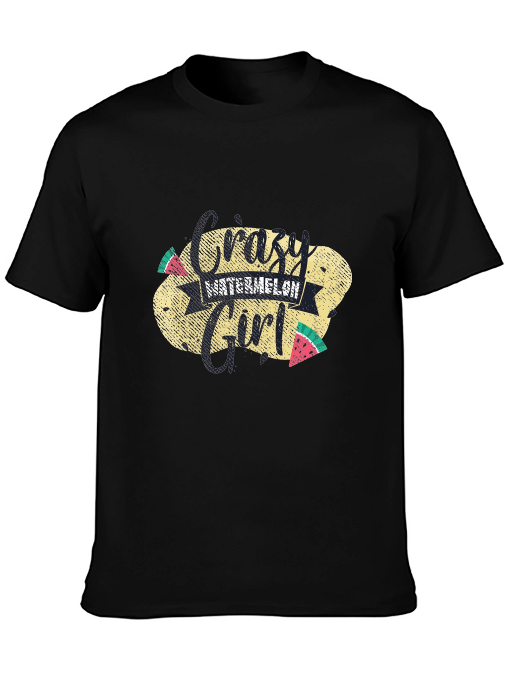 Crazy Watermelon Girl T-Shirt - Black Cotton Tee