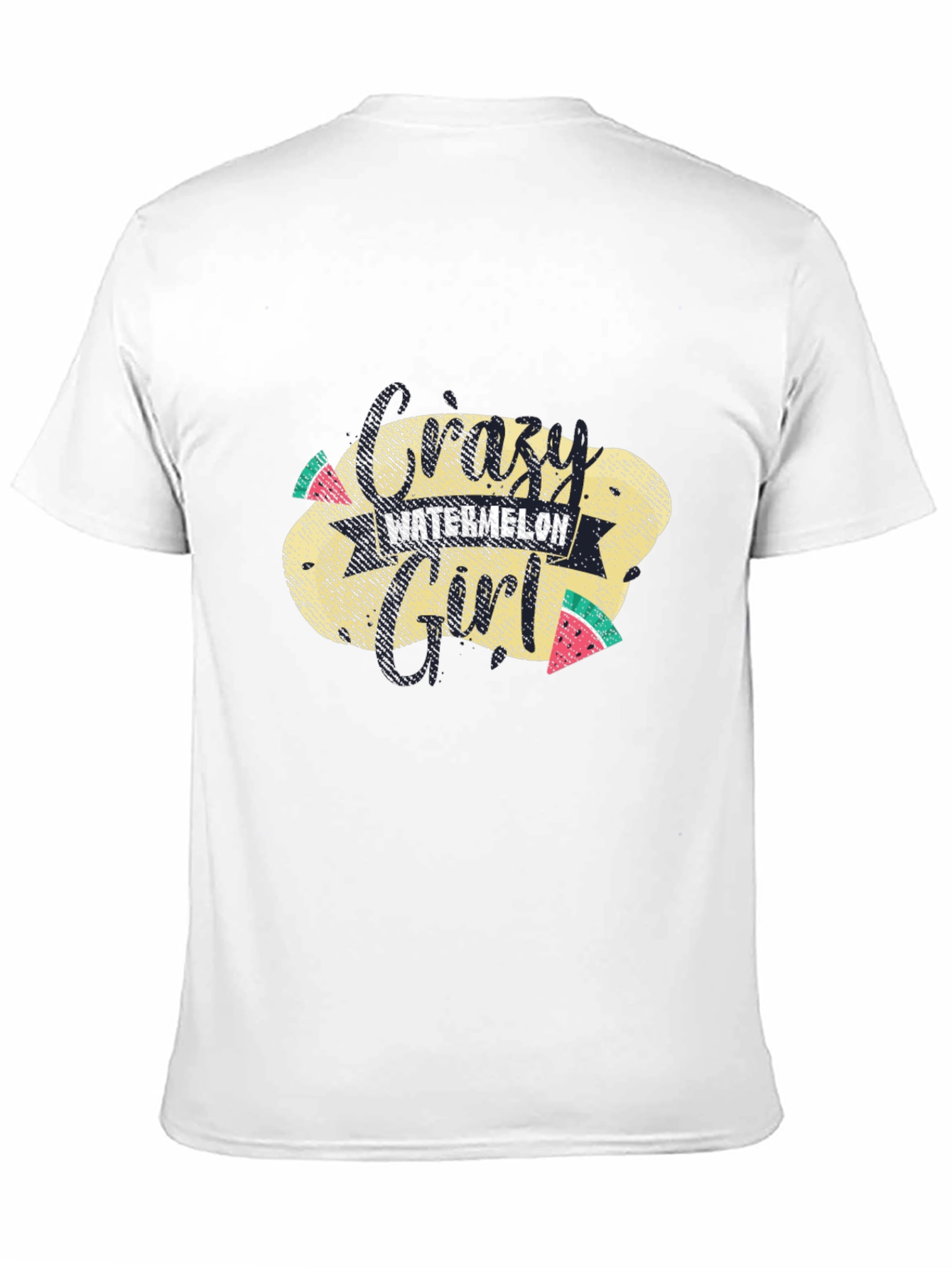 Crazy Watermelon Girl T-Shirt - Black Cotton Tee
