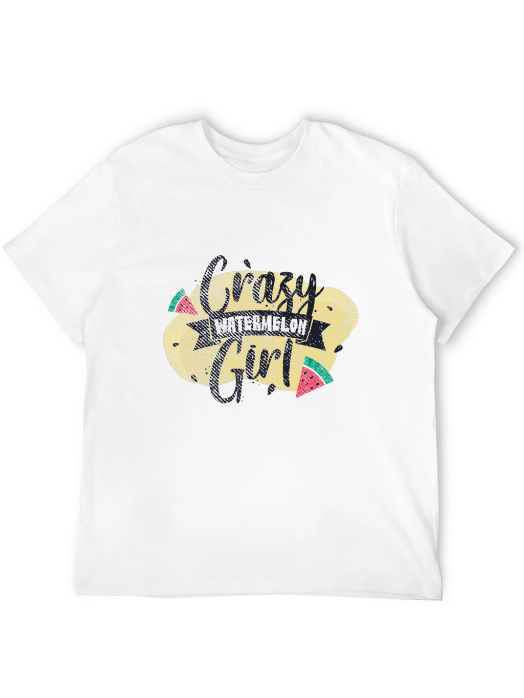 Crazy Watermelon Girl T-Shirt - Black Cotton Tee