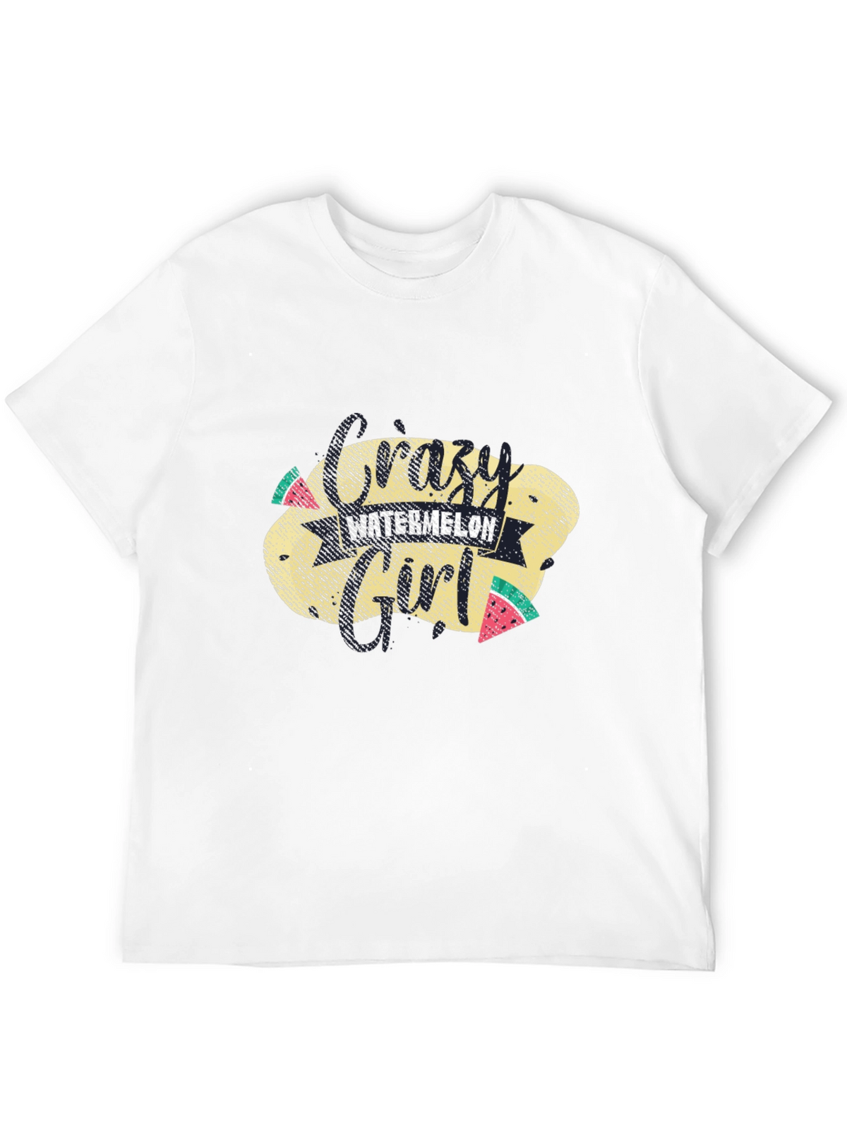 Crazy Watermelon Girl T-Shirt - Black Cotton Tee