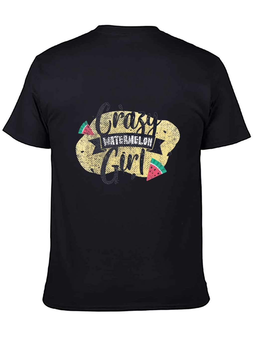 Crazy Watermelon Girl T-Shirt - Black Cotton Tee